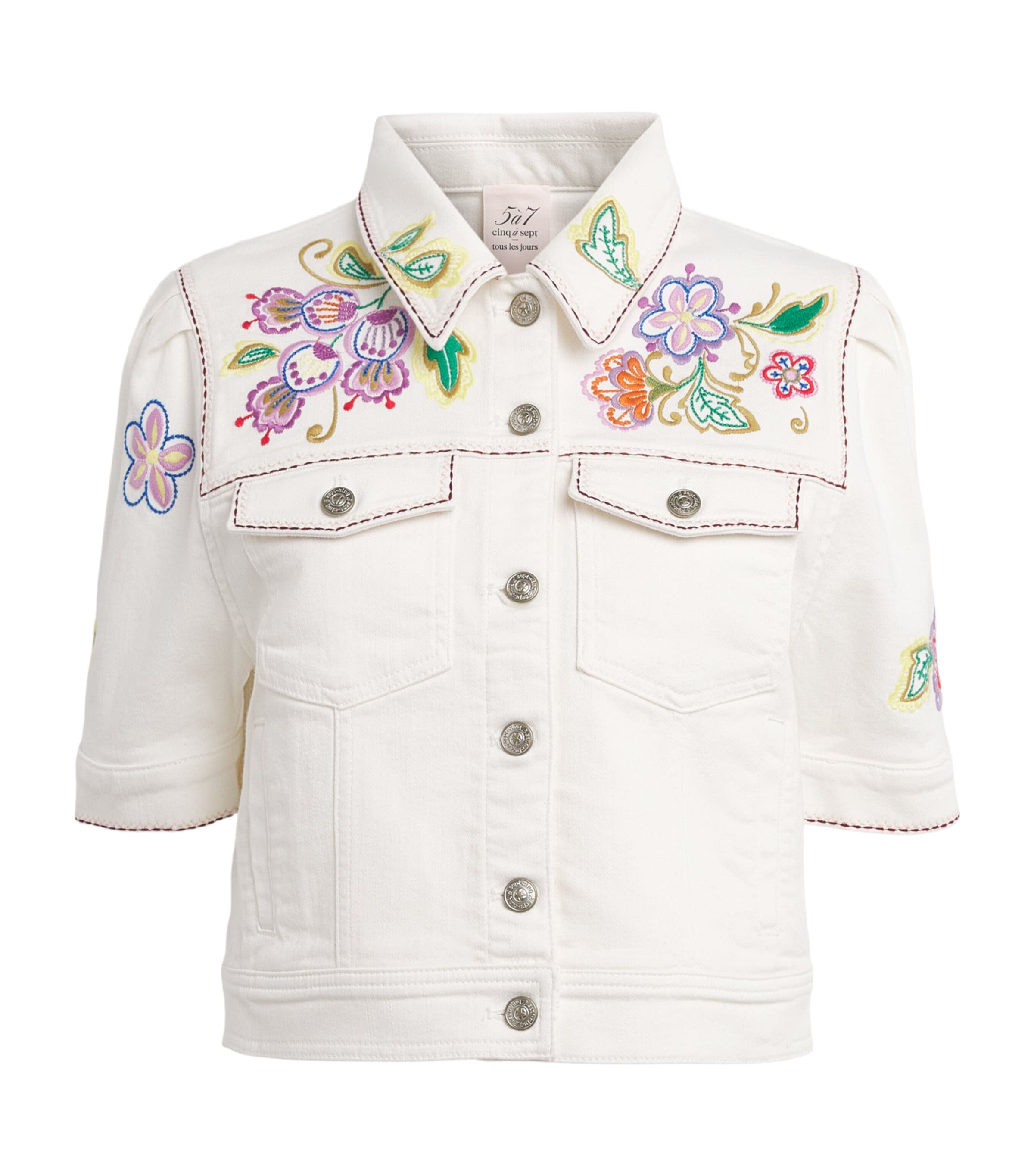 Cinq A Sept Womens Jardin Boheme Carley Denim Jacket Scour Multi Image 1