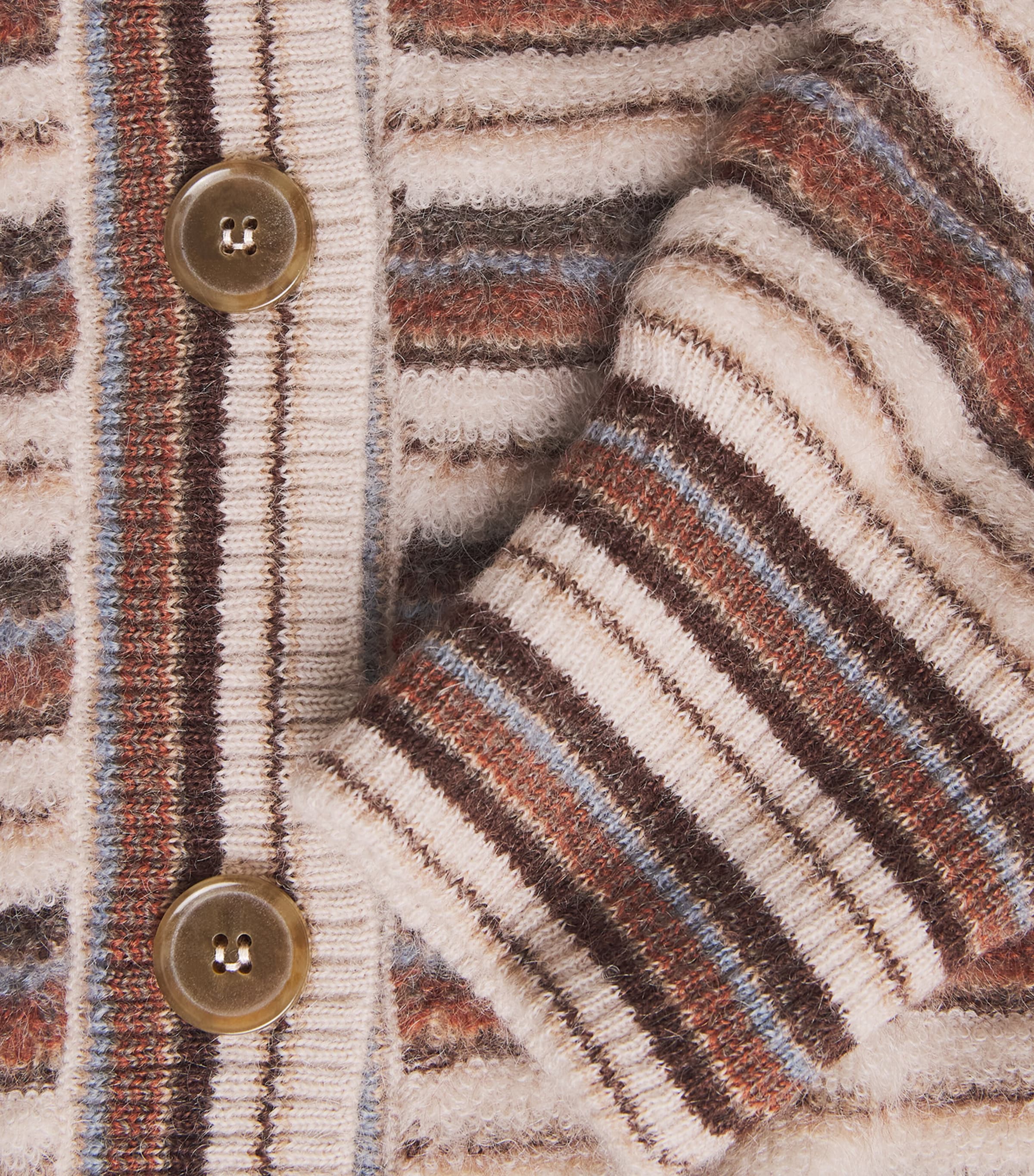 FRAME Womens Mohair-Blend The Femme Stripe Cardigan Sky Blu Multi Stripe Image 6
