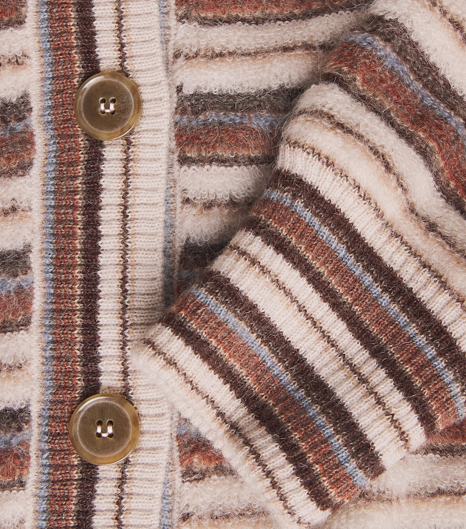 FRAME Womens Mohair-Blend The Femme Stripe Cardigan Sky Blu Multi Stripe Image 6
