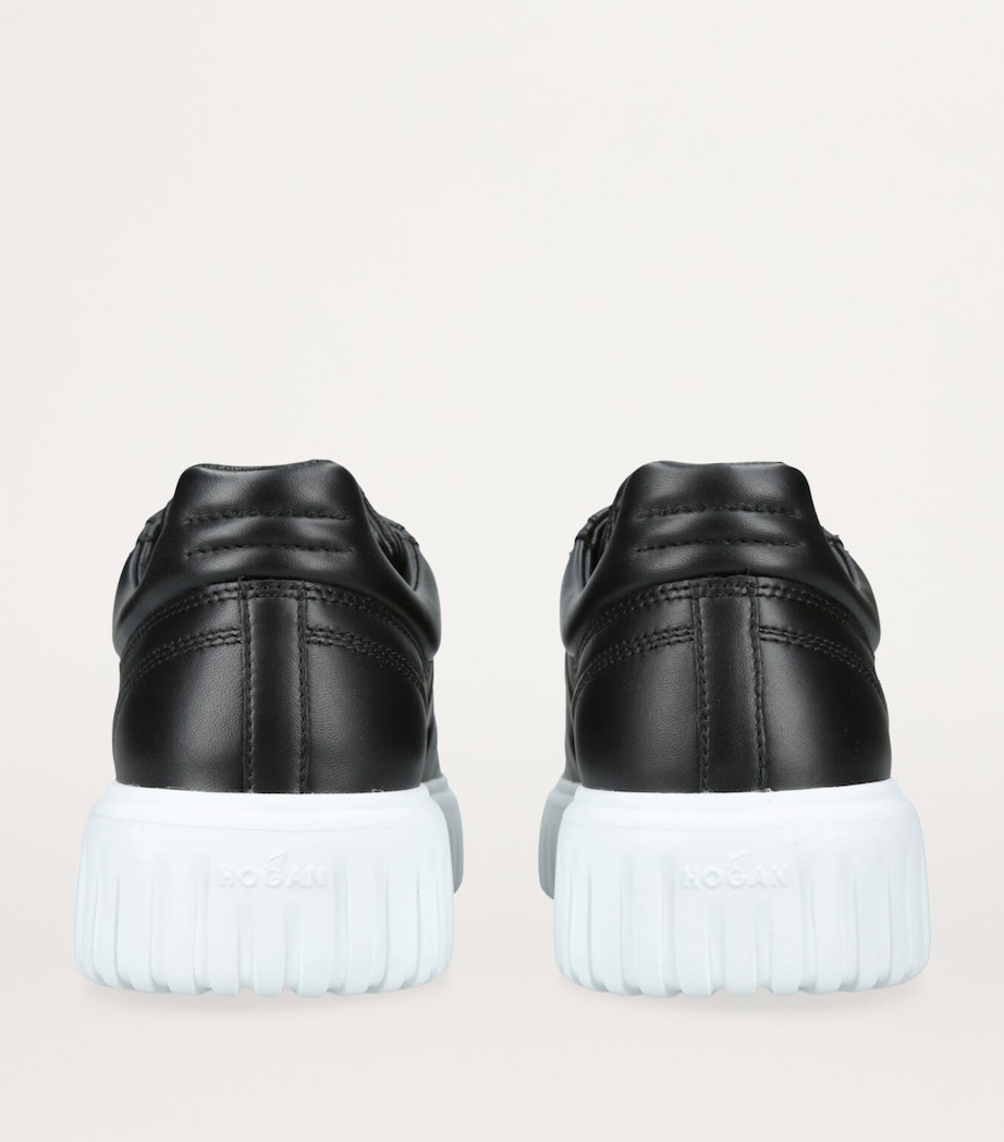 Hogan Leather H-Stripes Tread Sneakers Blk/white Image 2