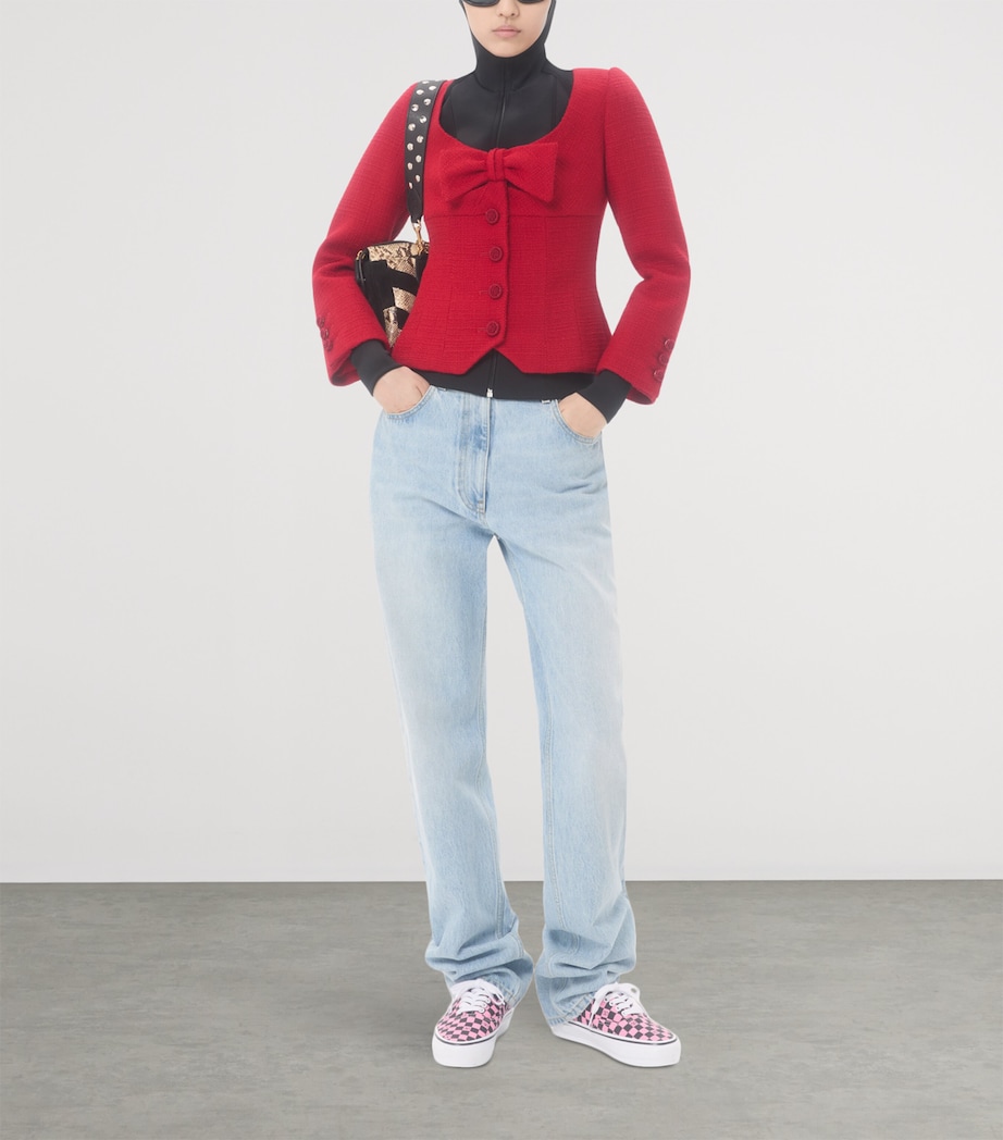 Virgin Wool-Blend Bow Blazer R9M Image 4