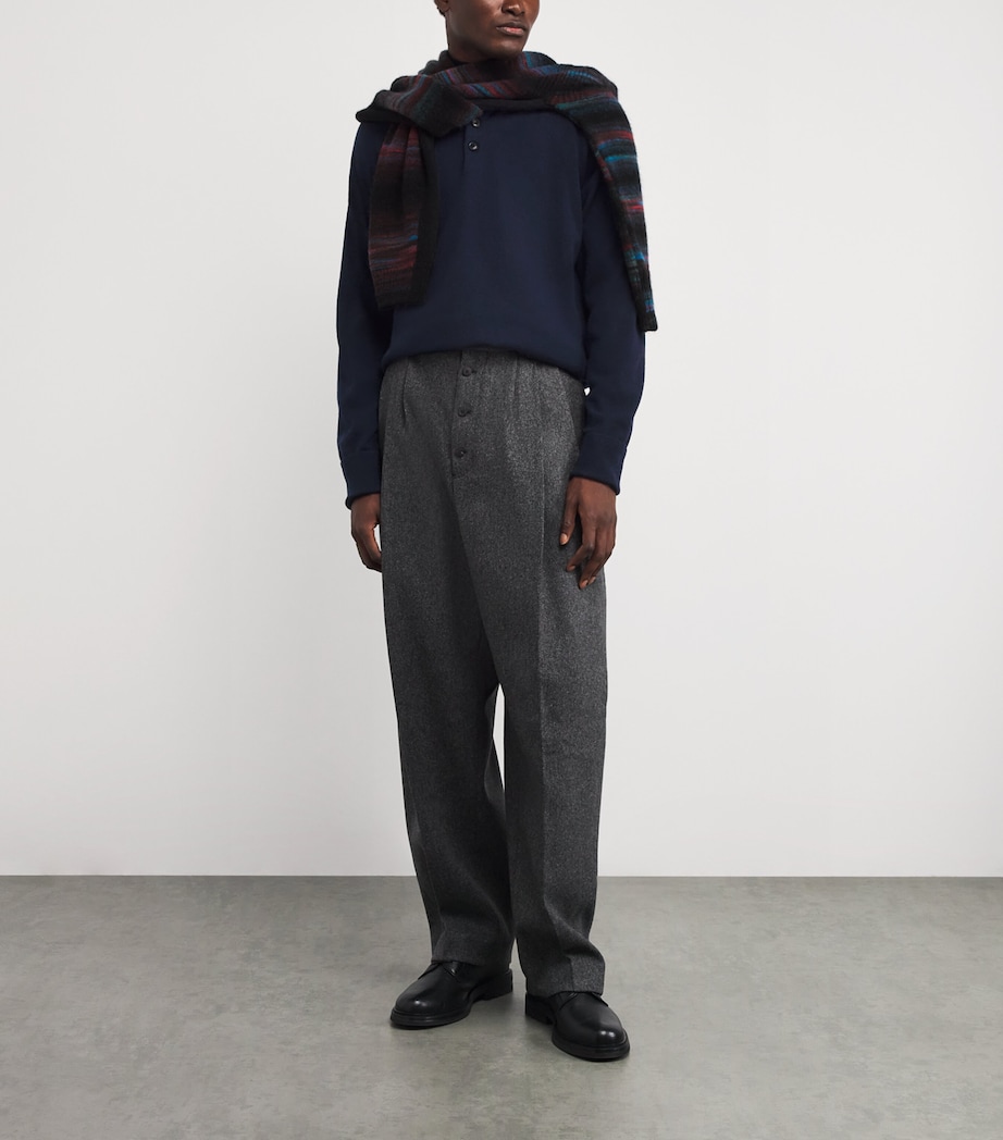 Paul Smith Mens Cashmere Polo Sweater Dark Navy Image 2
