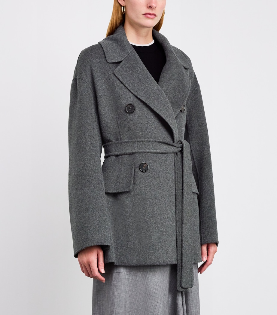 Camel Hair Belted Coat DARK GREY Image 3