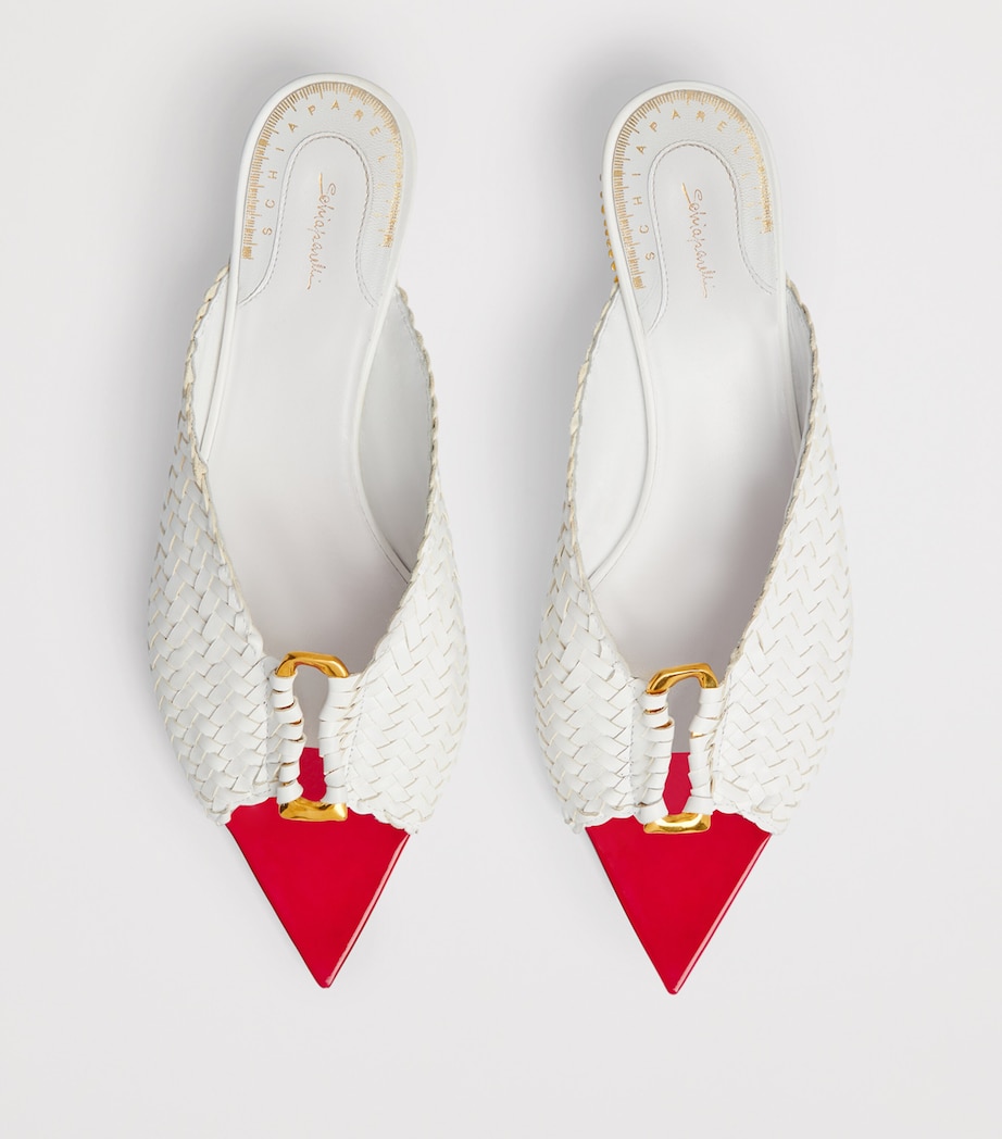 Schiaparelli Calfskin Keyhole Heeled Mules White Image 5