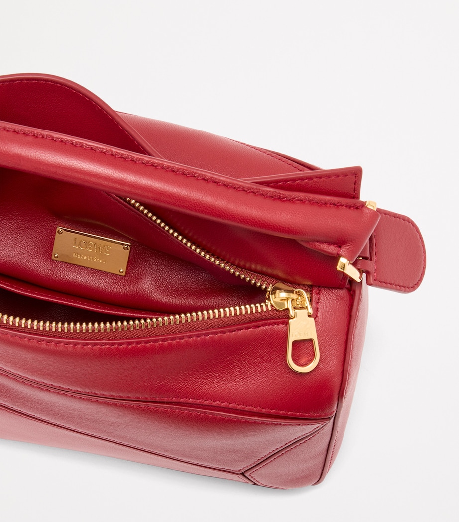 Small Leather Featherlight Puzzle Top-Handle Bag RED Image 9