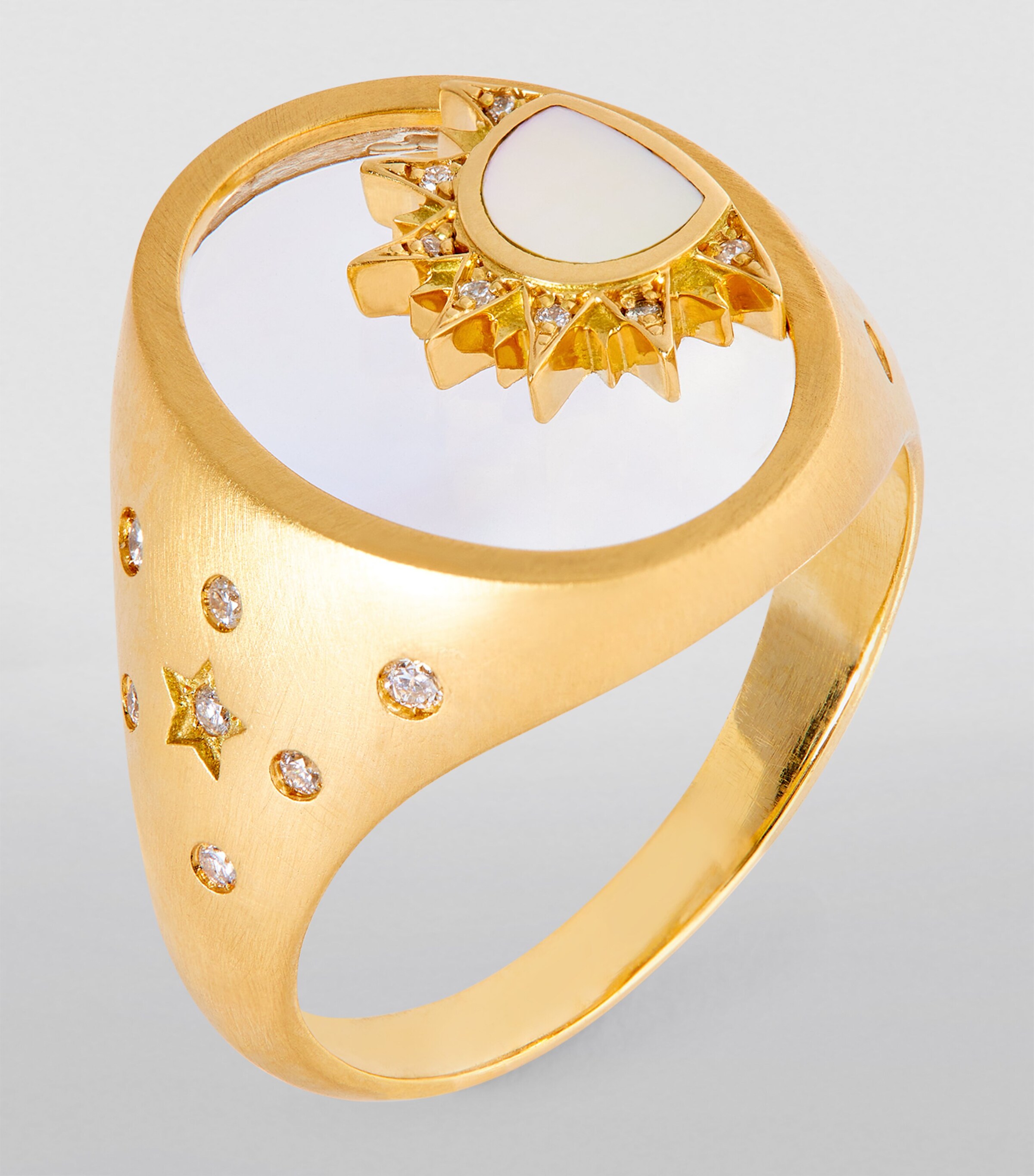 L'ATELIER NAWBAR Yellow Gold, Diamond and Mother-of-Pearl Shams 2.0 Ring White Image 2