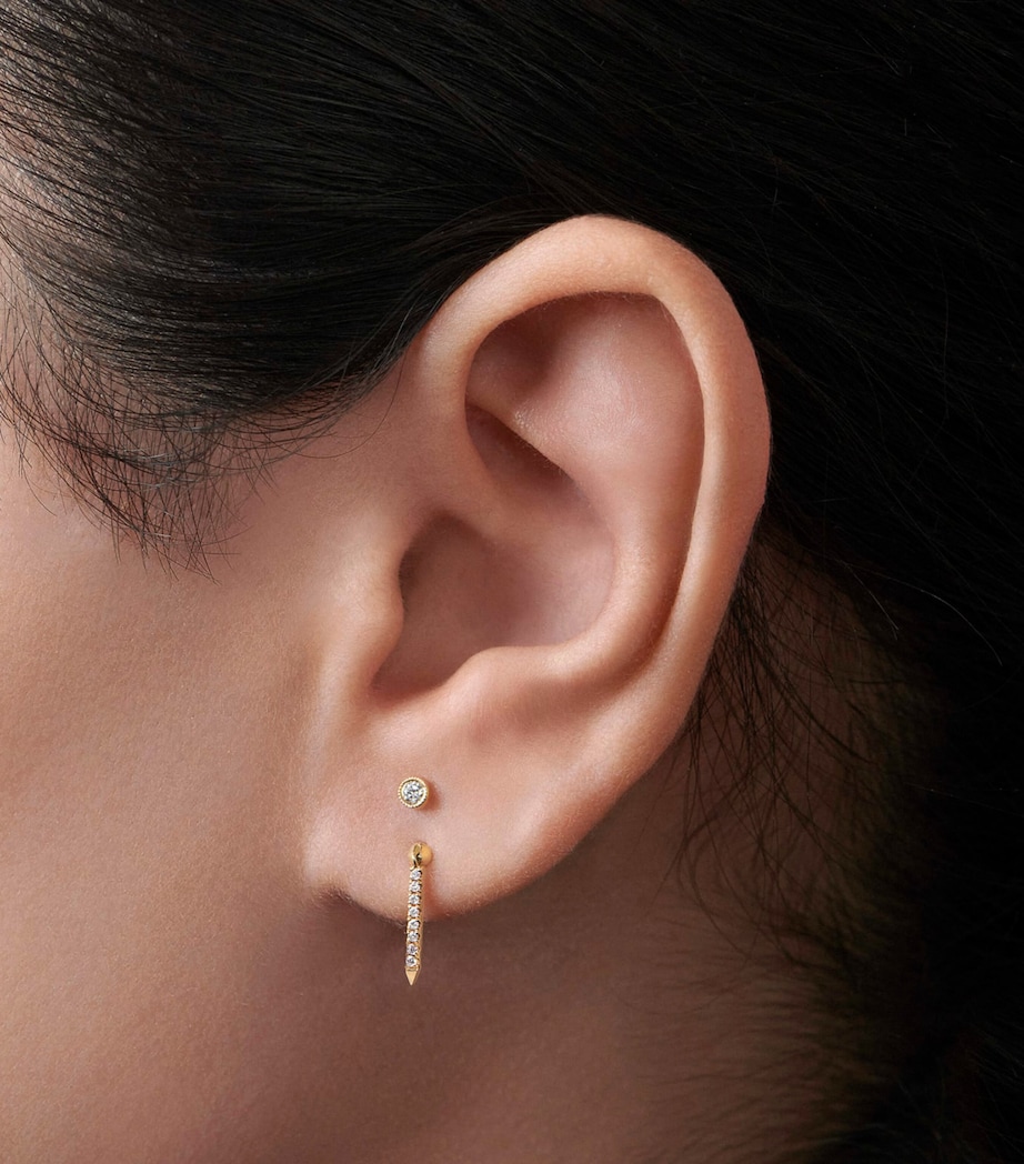 Diamond Eternity Bar Charm Threaded Stud Earring (11mm) YELLOW GOLD Image 2