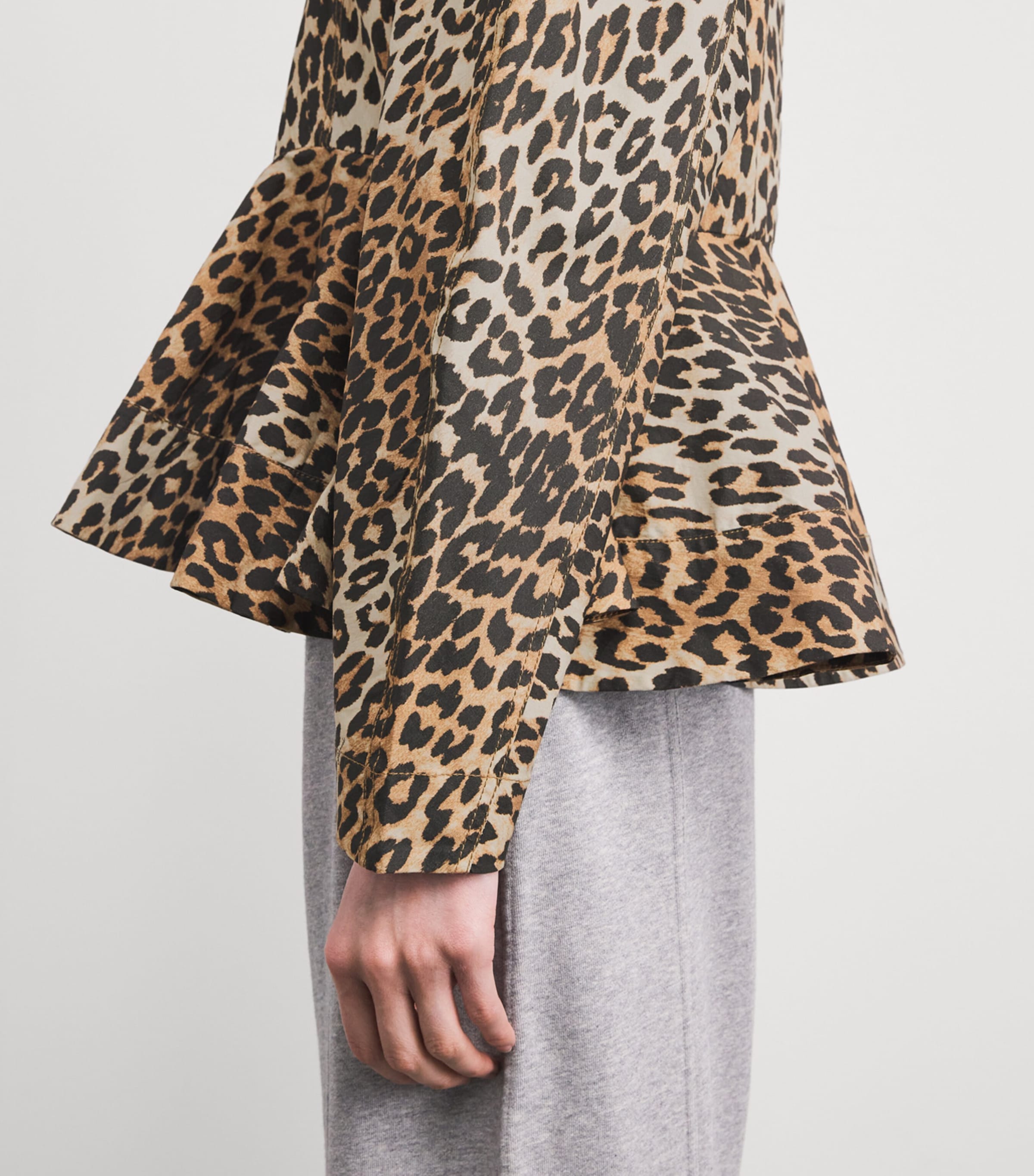 Organic Cotton Leopard Peplum Shirt 859 ALMOND MILK Image 6