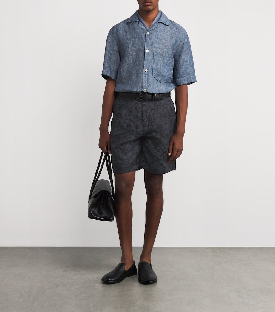 x Harrods Linen Printed Bermuda Shorts NERO Image 2