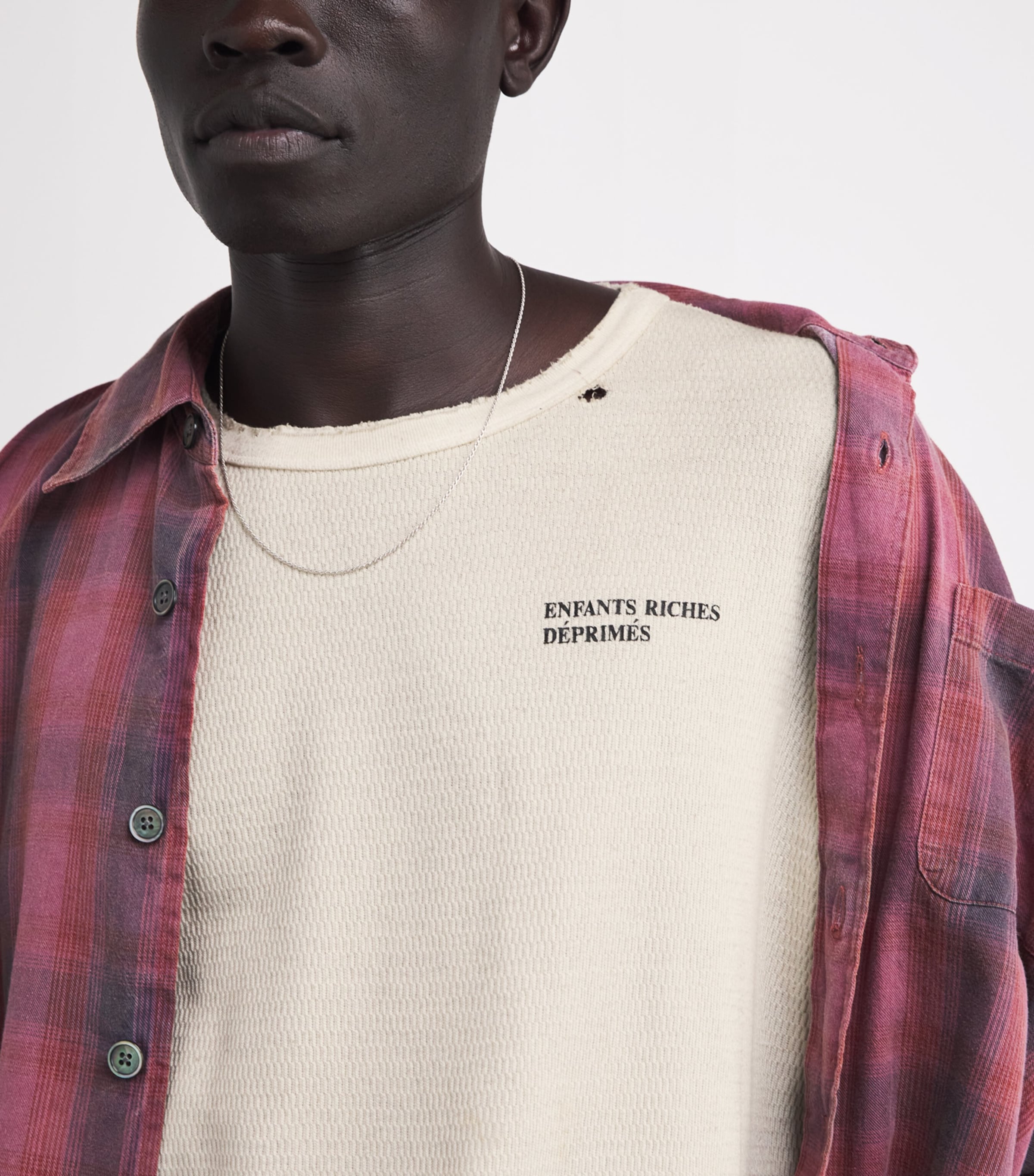 Distressed Logo Long-Sleeve T-Shirt DIRT WHITE Image 6