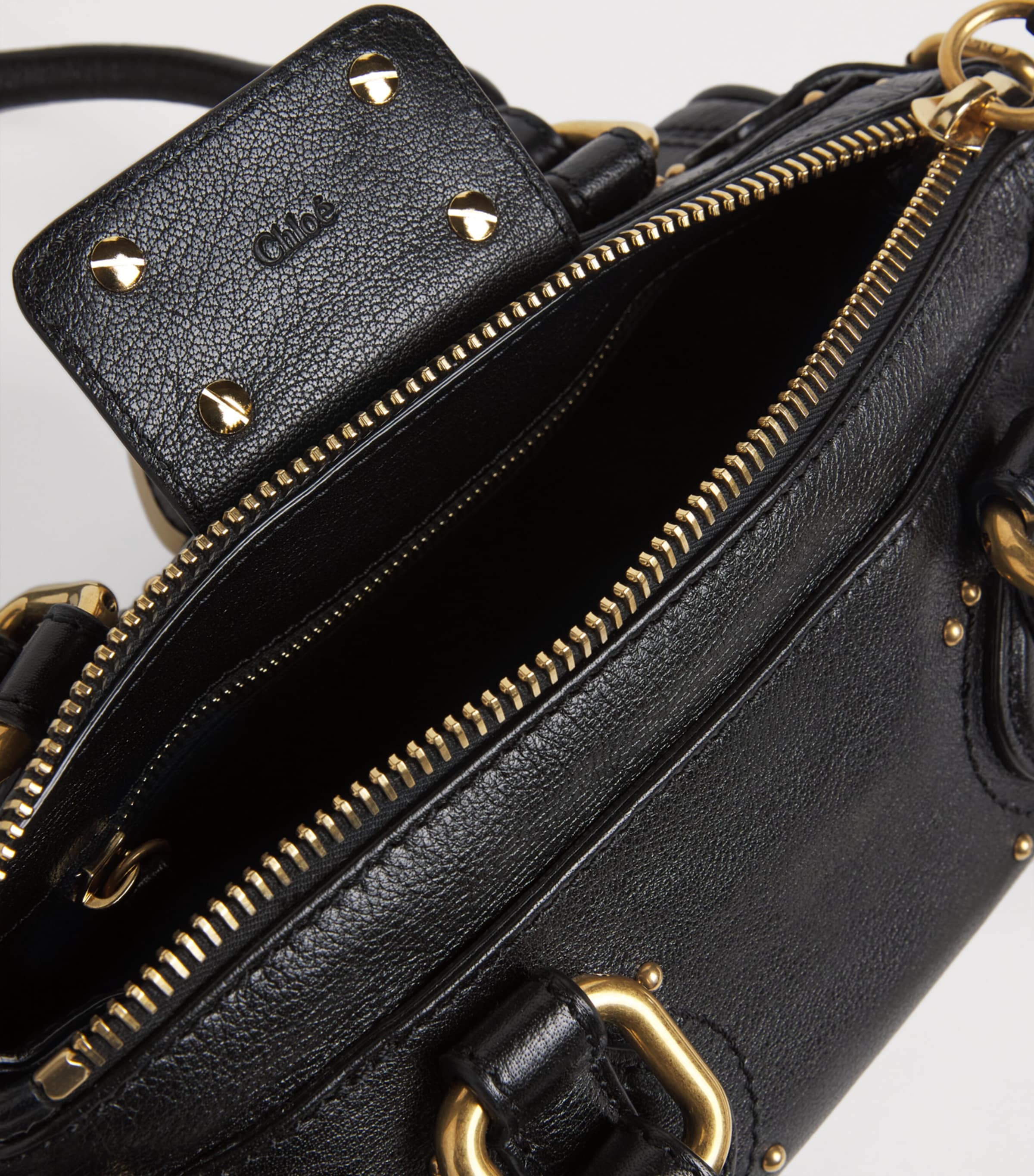 Small Leather Paddington Top-Handle Bag BLACK Image 4