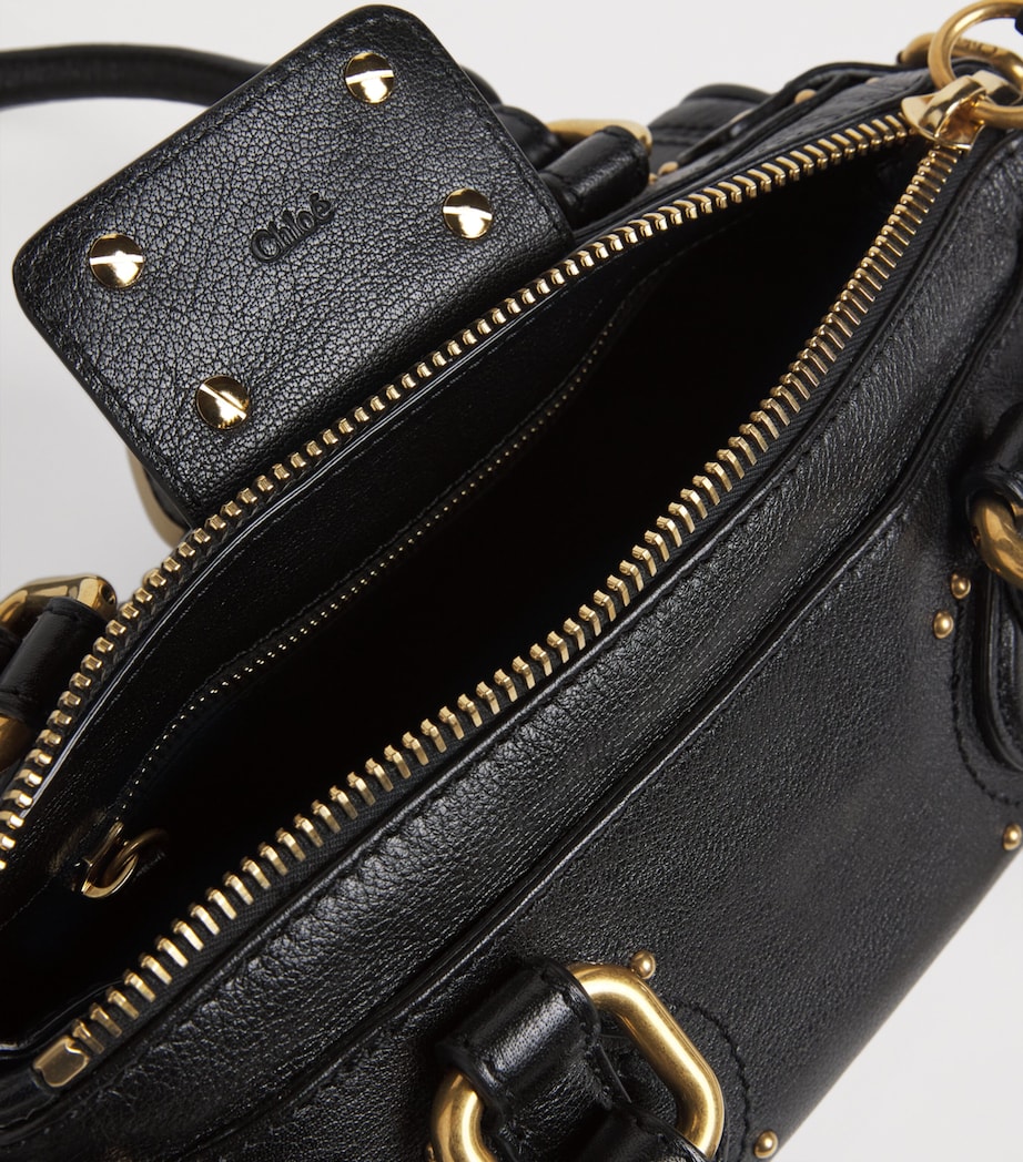 Small Leather Paddington Top-Handle Bag BLACK Image 4