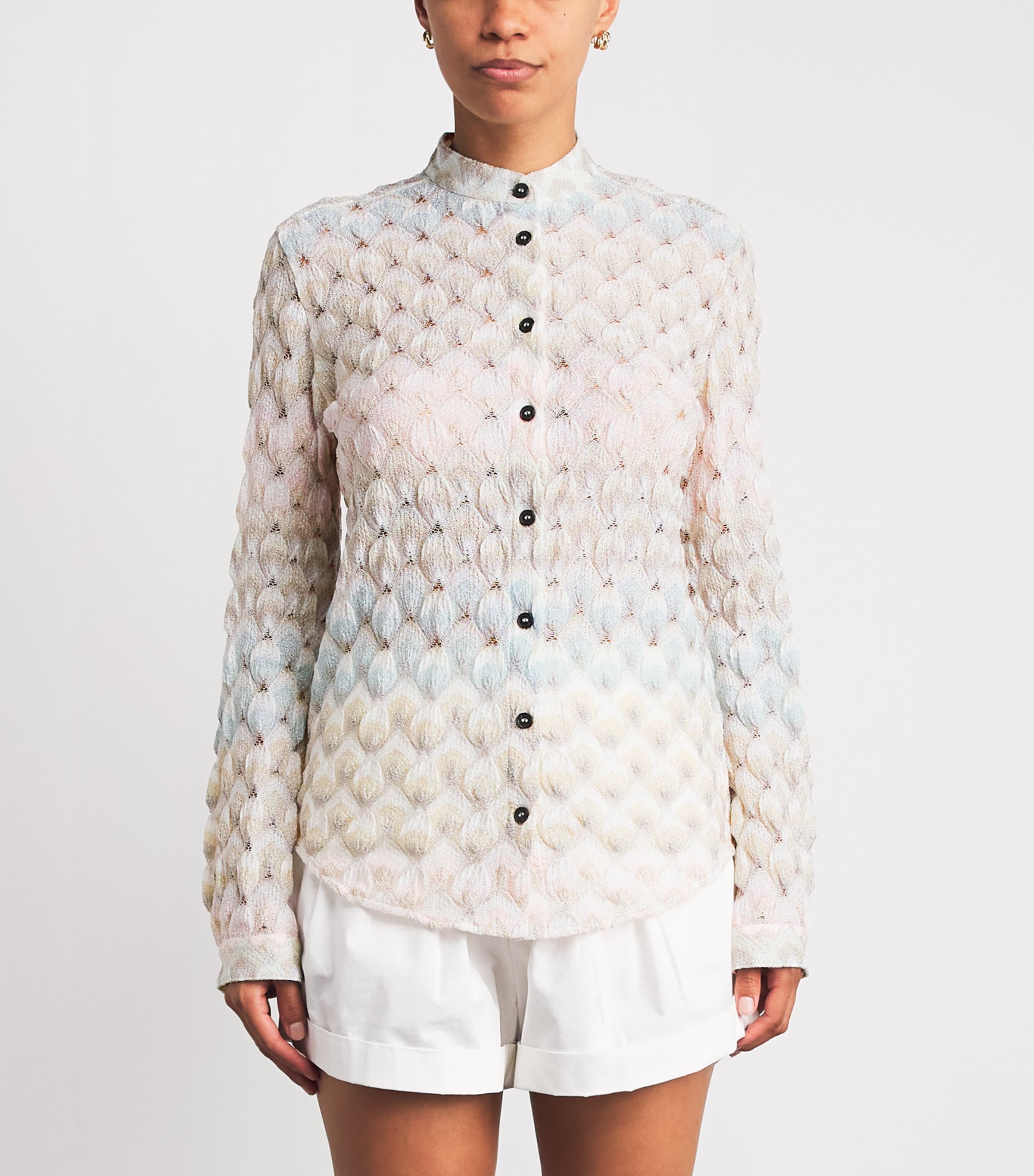 Missoni Womens Lamé Lace Motif Shirt Smsqb Multi B/p/w/y Image 4