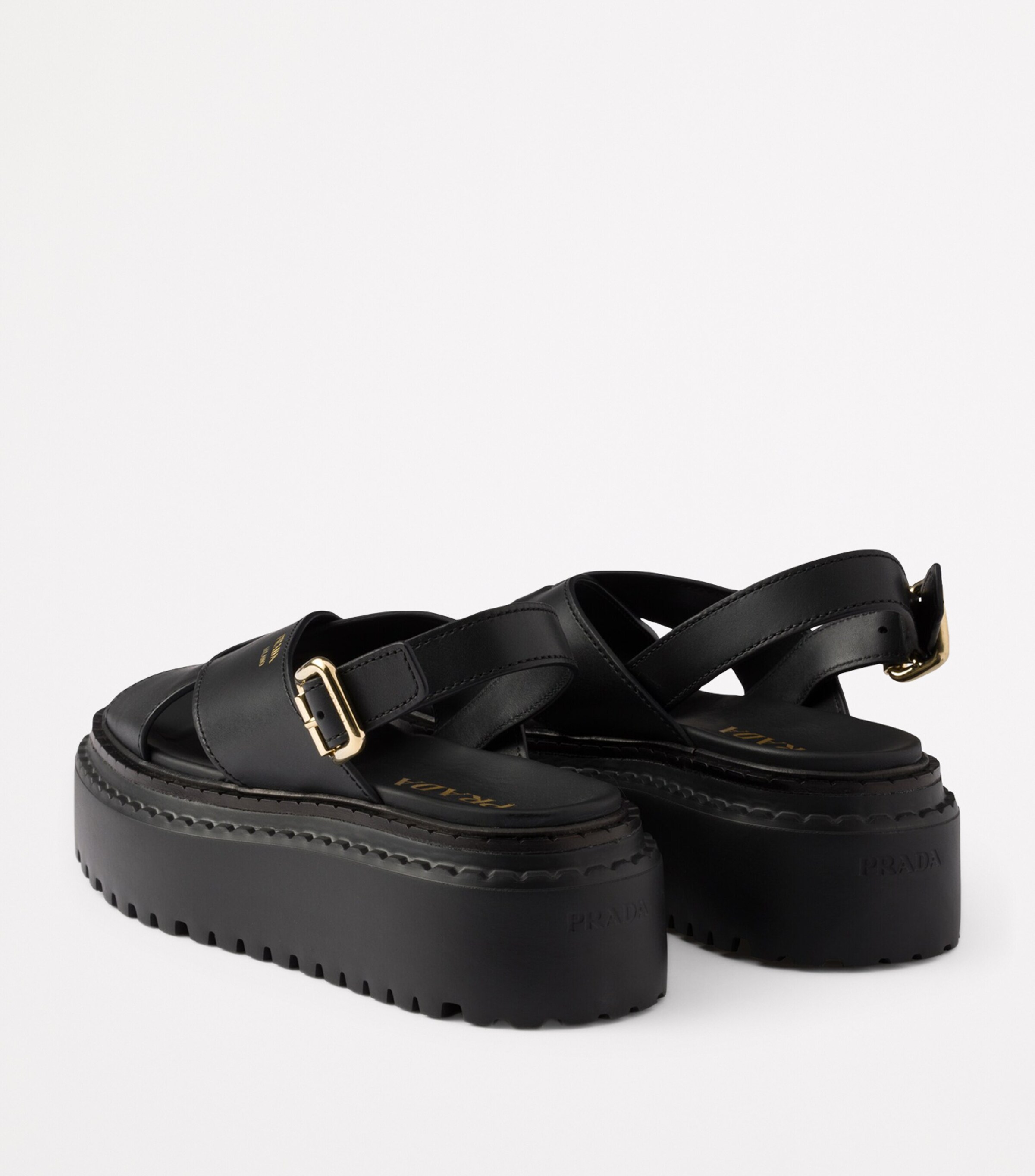 Prada Leather Criss-Cross Sandals Image 4