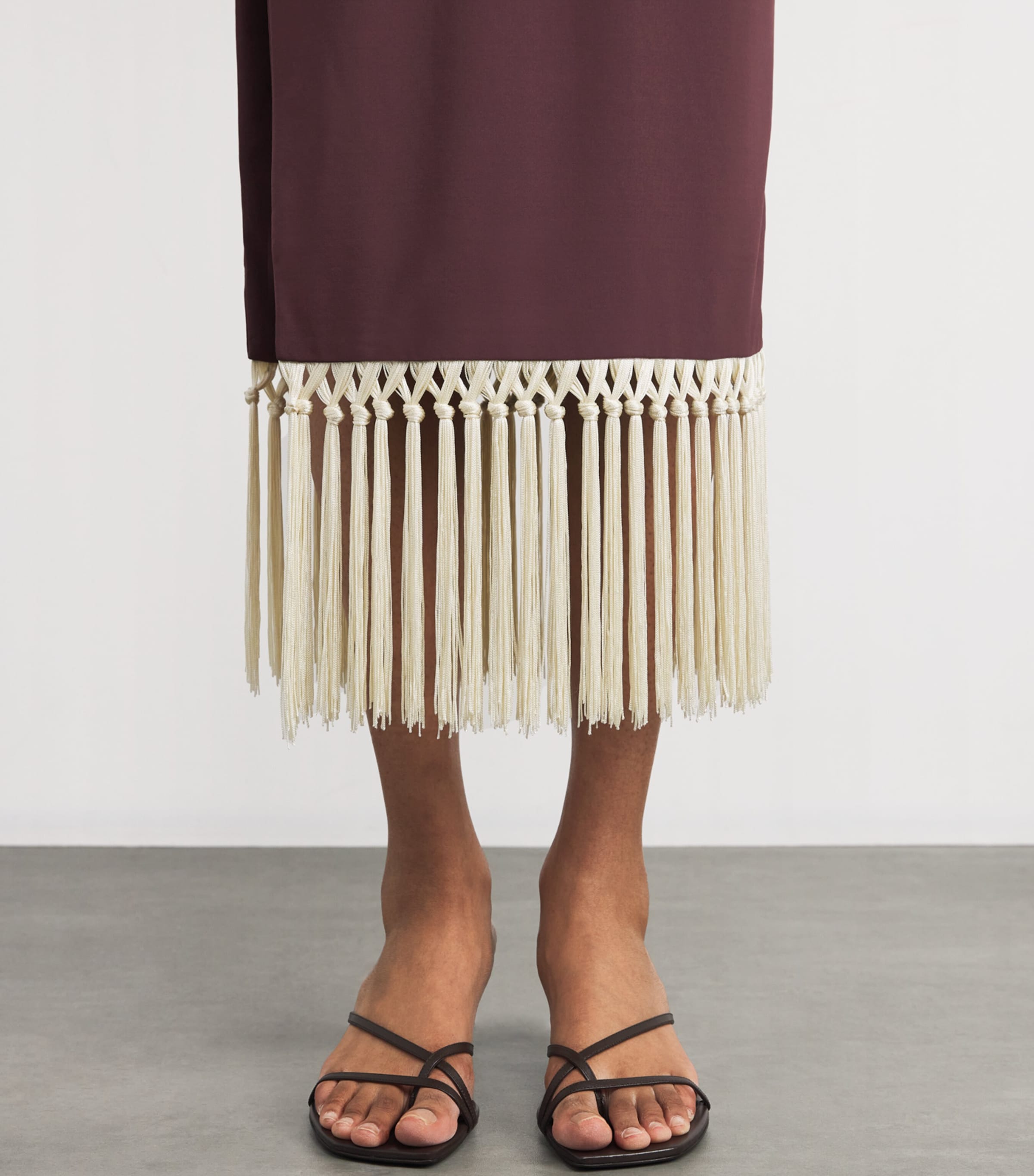 Fringe Tropicana Midi Dress MAHOGANY-IVORY Image 5