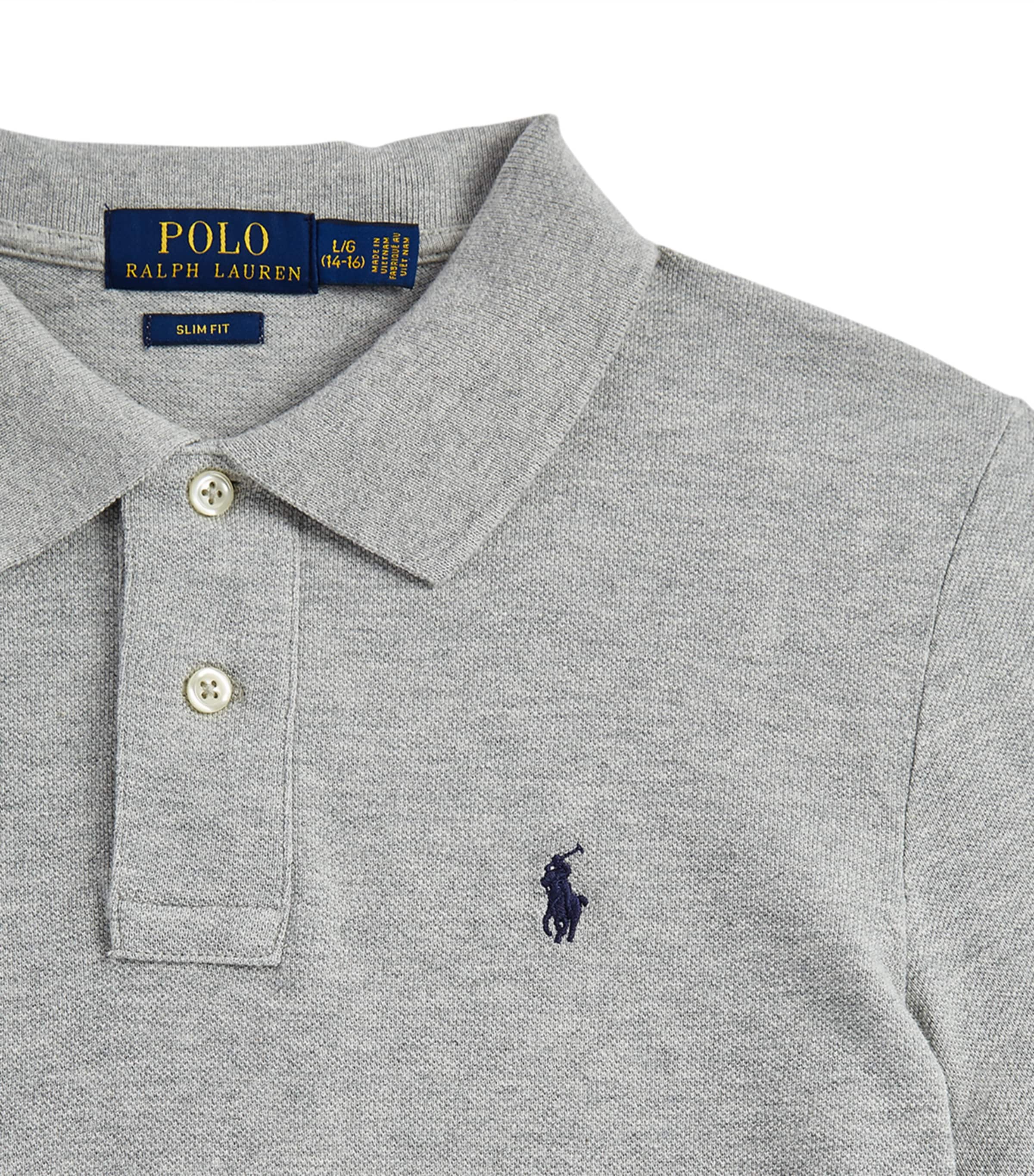 Ralph Lauren Kids Custom Fit Polo Shirt (10-14 Years) Grey Image 3