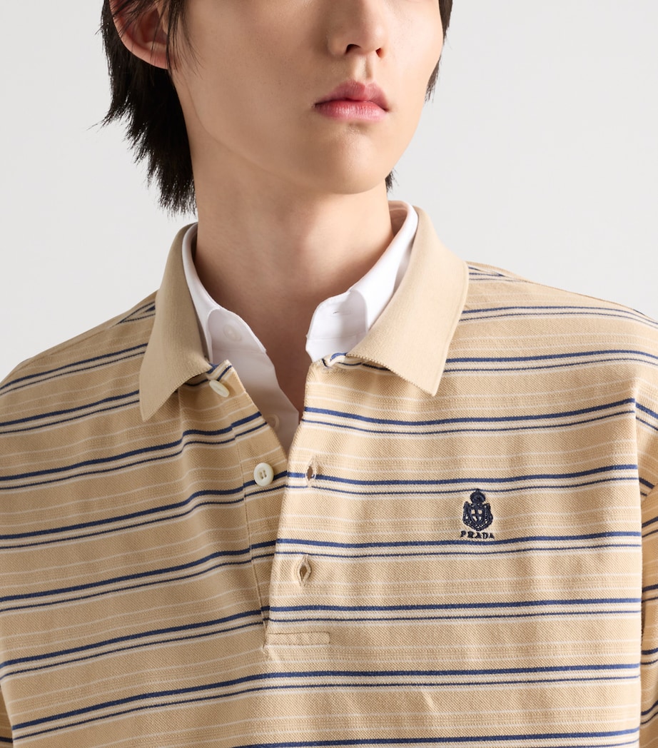 Prada Mens Cotton Embroidered Crest Shirt White Image 4