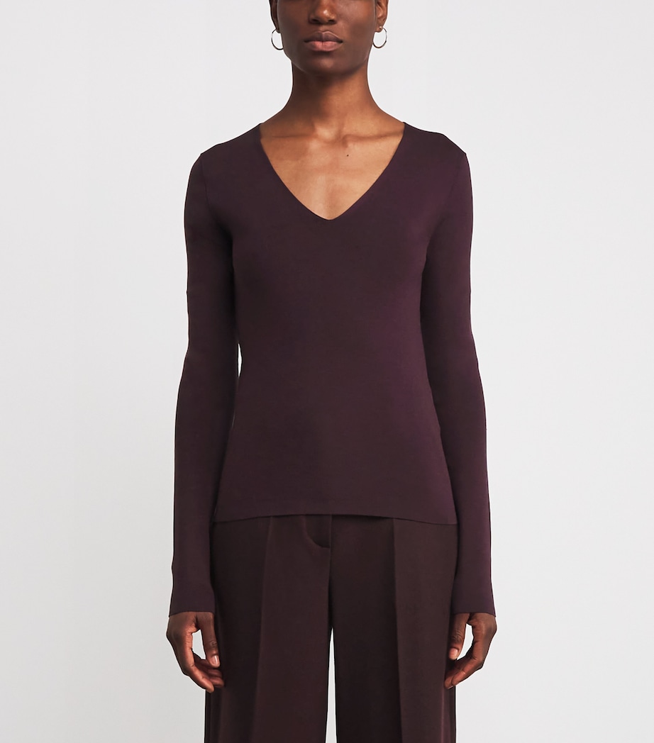 Stretch-Silk V-Neck Top MARASCHINO Image 3