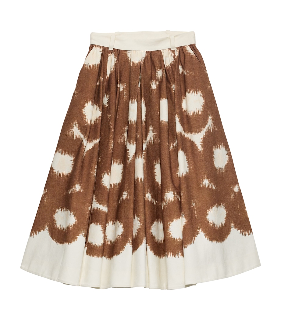 Prada Womens Cotton Printed Midi Skirt Image 1
