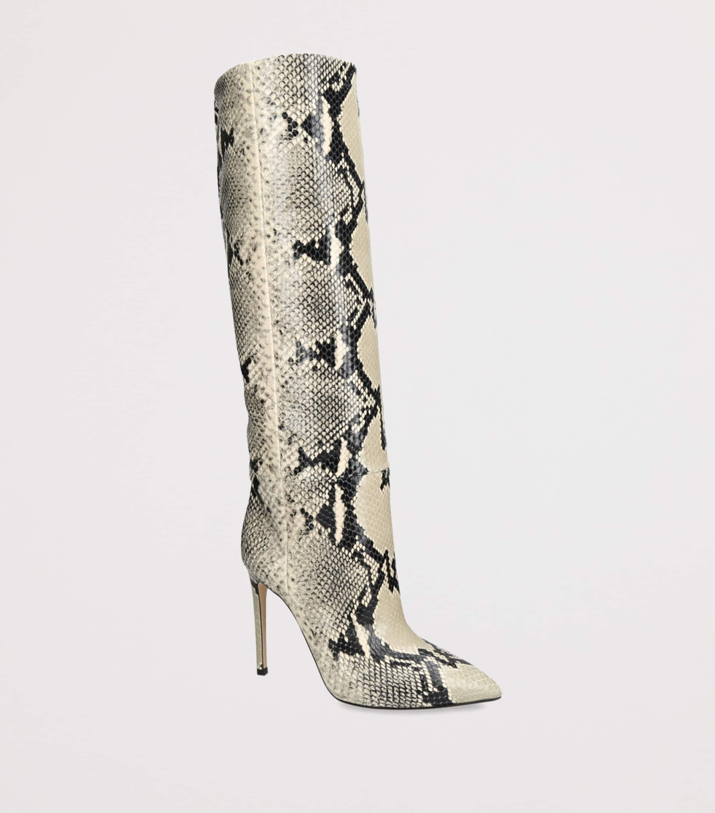 Paris Texas Multi Leather Python Print Knee-High Boots 105