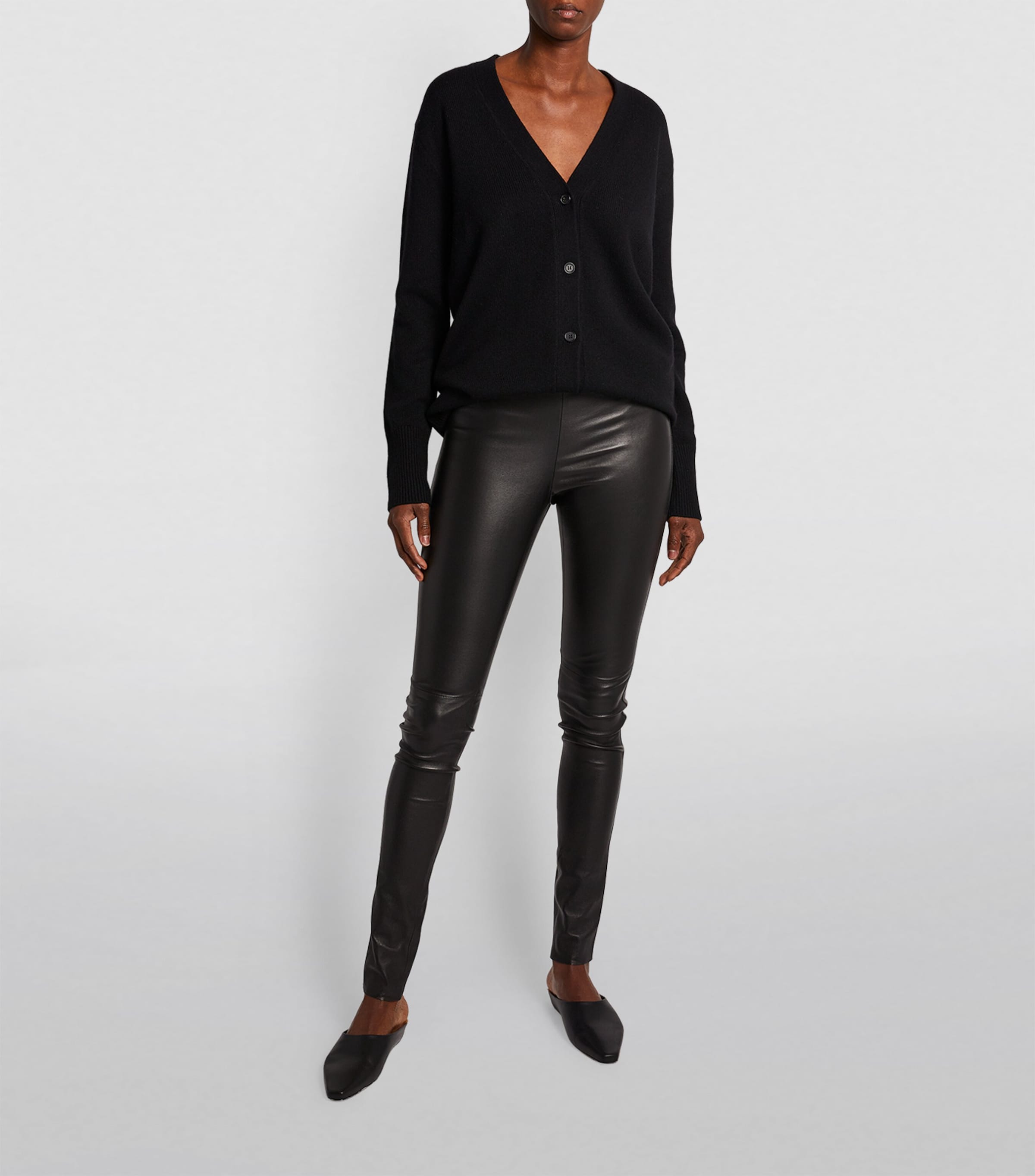 Leather Stretch Leggings BLACK Image 2