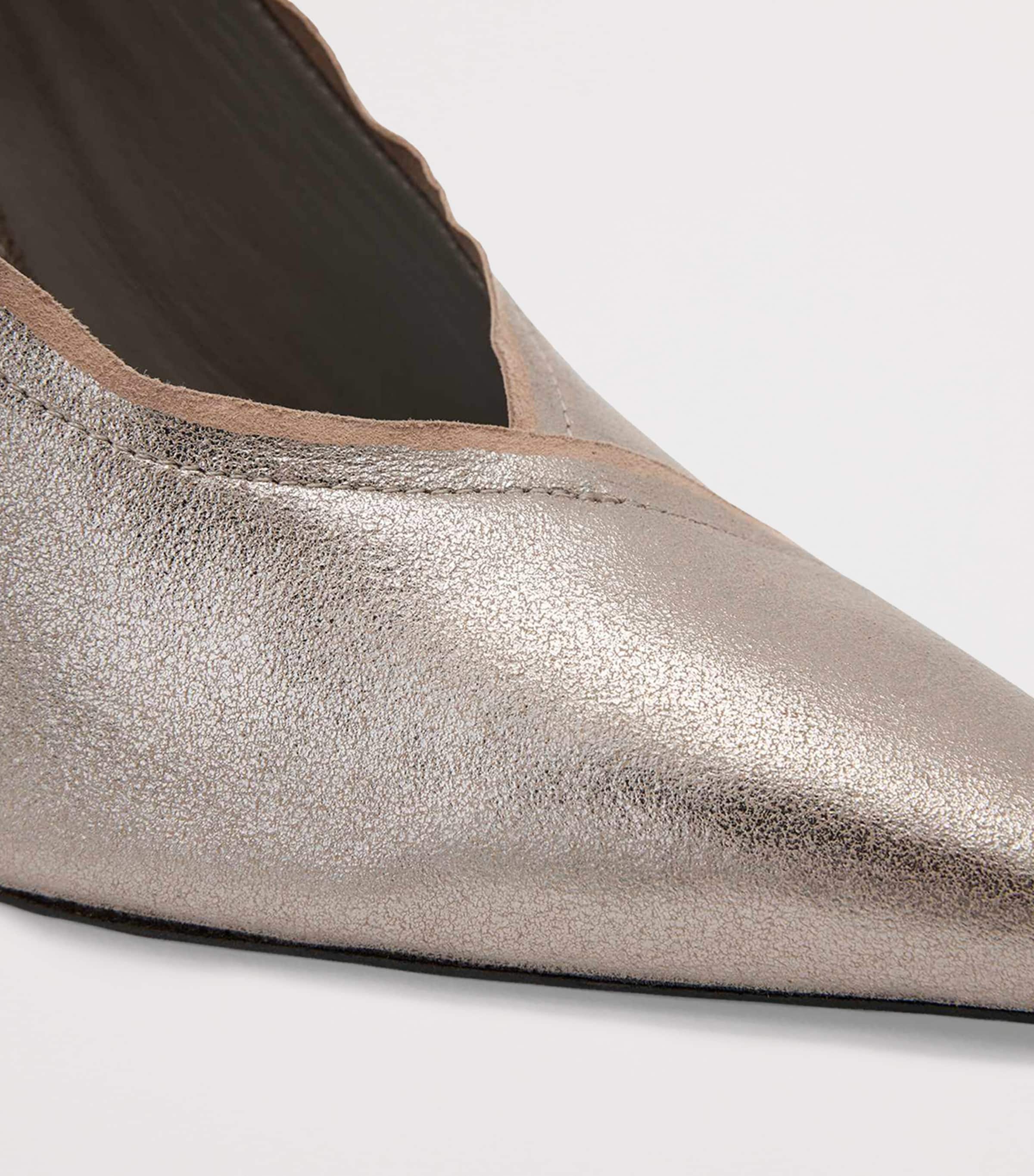 AllSaints Metallic Leather Vera Pumps 100 Silver Image 5