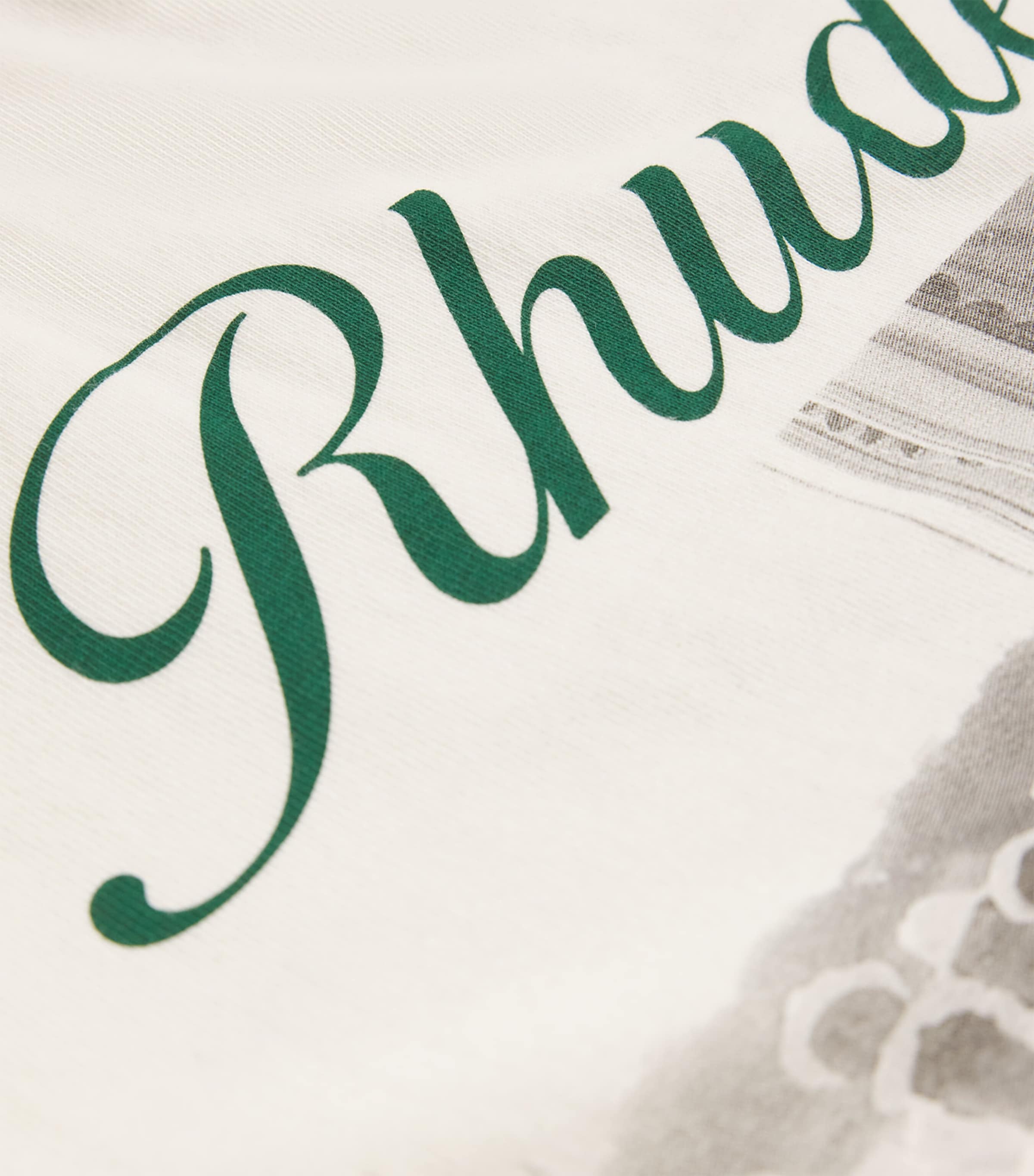 Rhude Mens Cotton Virgin Islands Script T-Shirt White/ Blk/ Grn Image 6