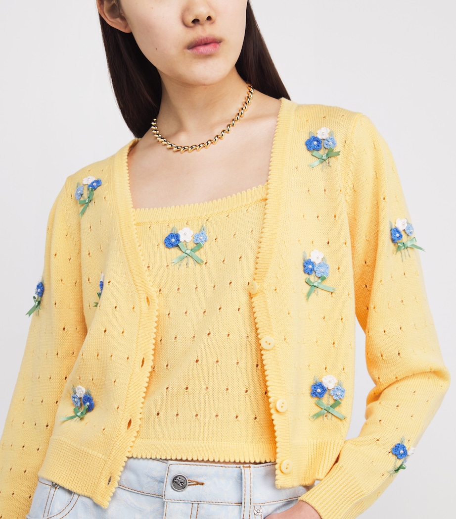 Merino Wool Embroidered Merinda Cardigan FLORET EMB YELLOW Image 6