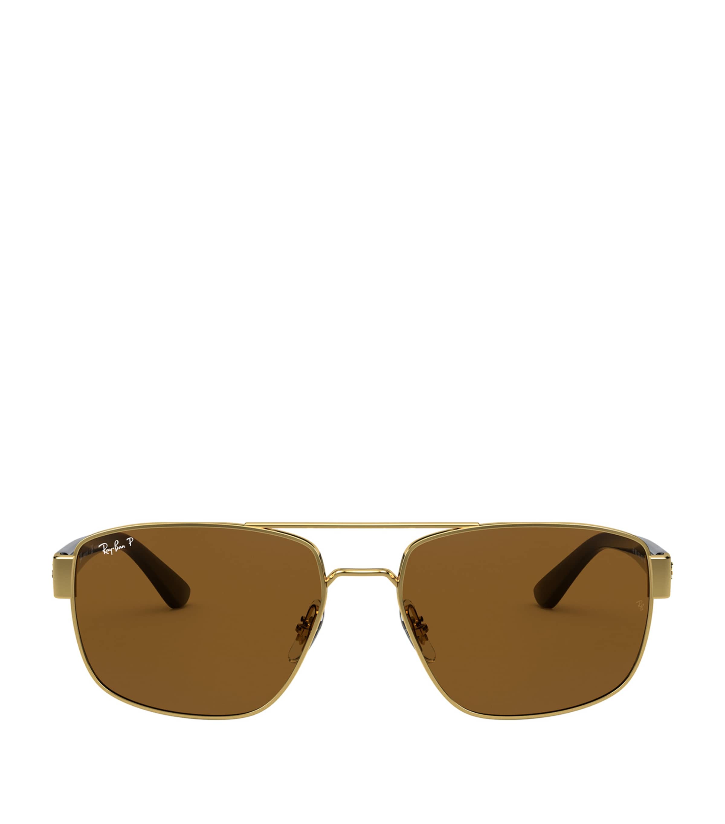 Ray Ban Rb3663 Rectangle-framed Sunglasses In Gold