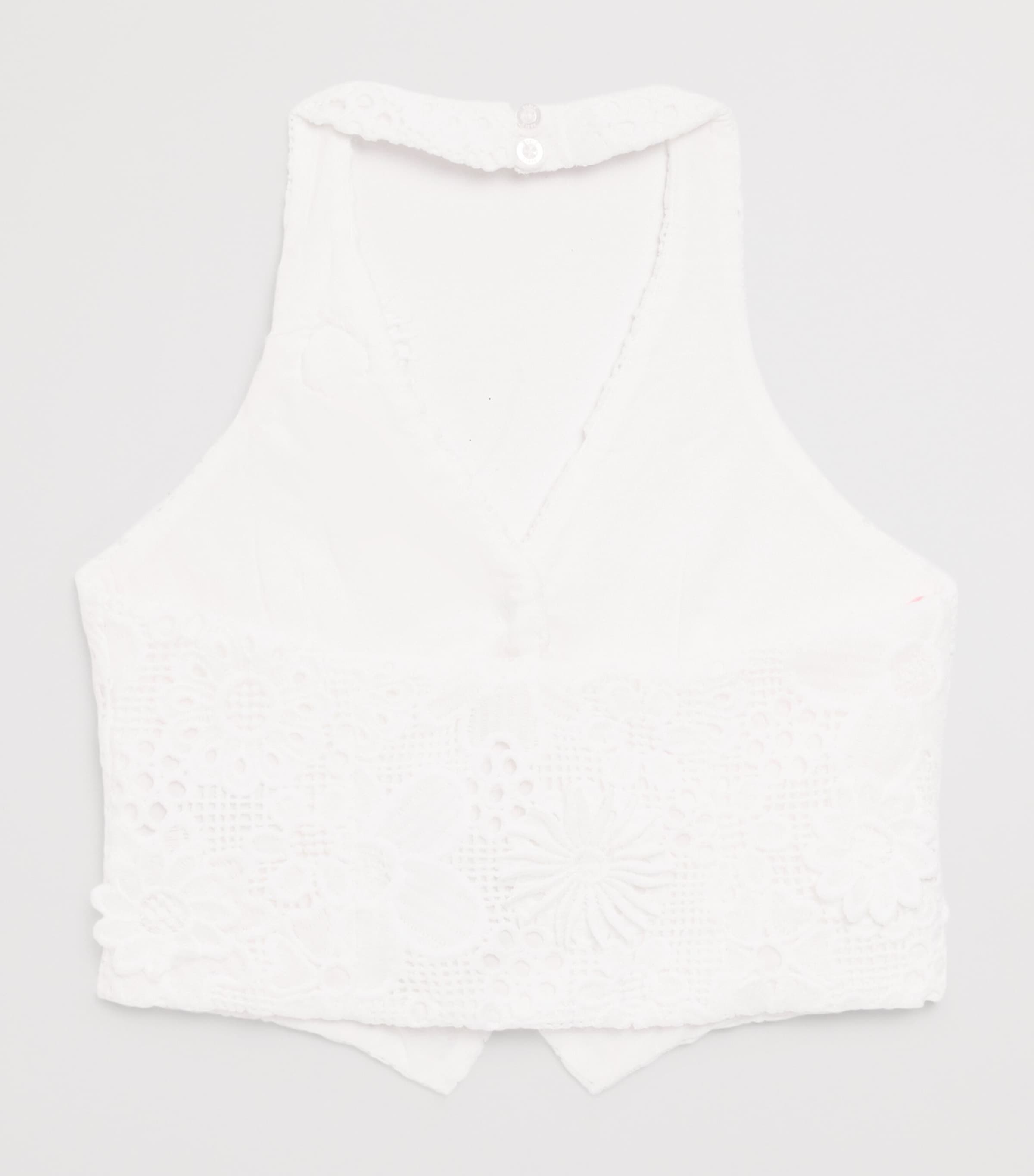 Crocheted Lucinda Halterneck Top (2-16 Years) IVORY Image 2
