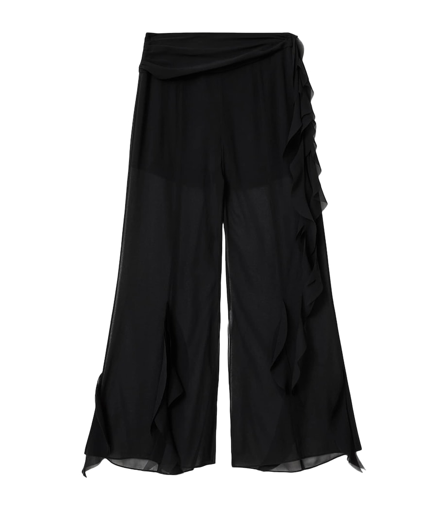 AllSaints Womens Frill-Trim Minna Trousers Black Image 1