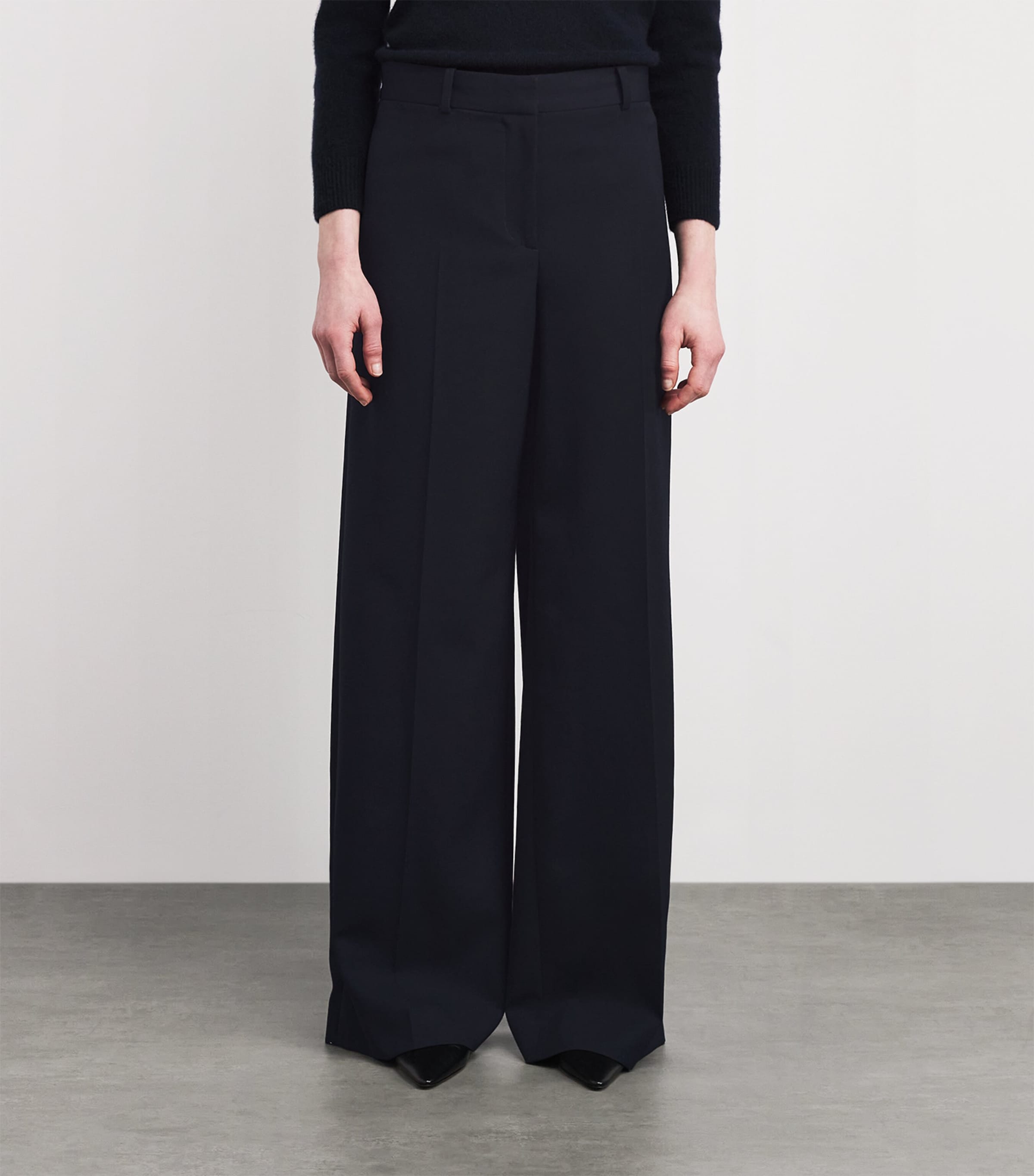 The Row Womens Dender Wool Trousers Dark Navy Image 3