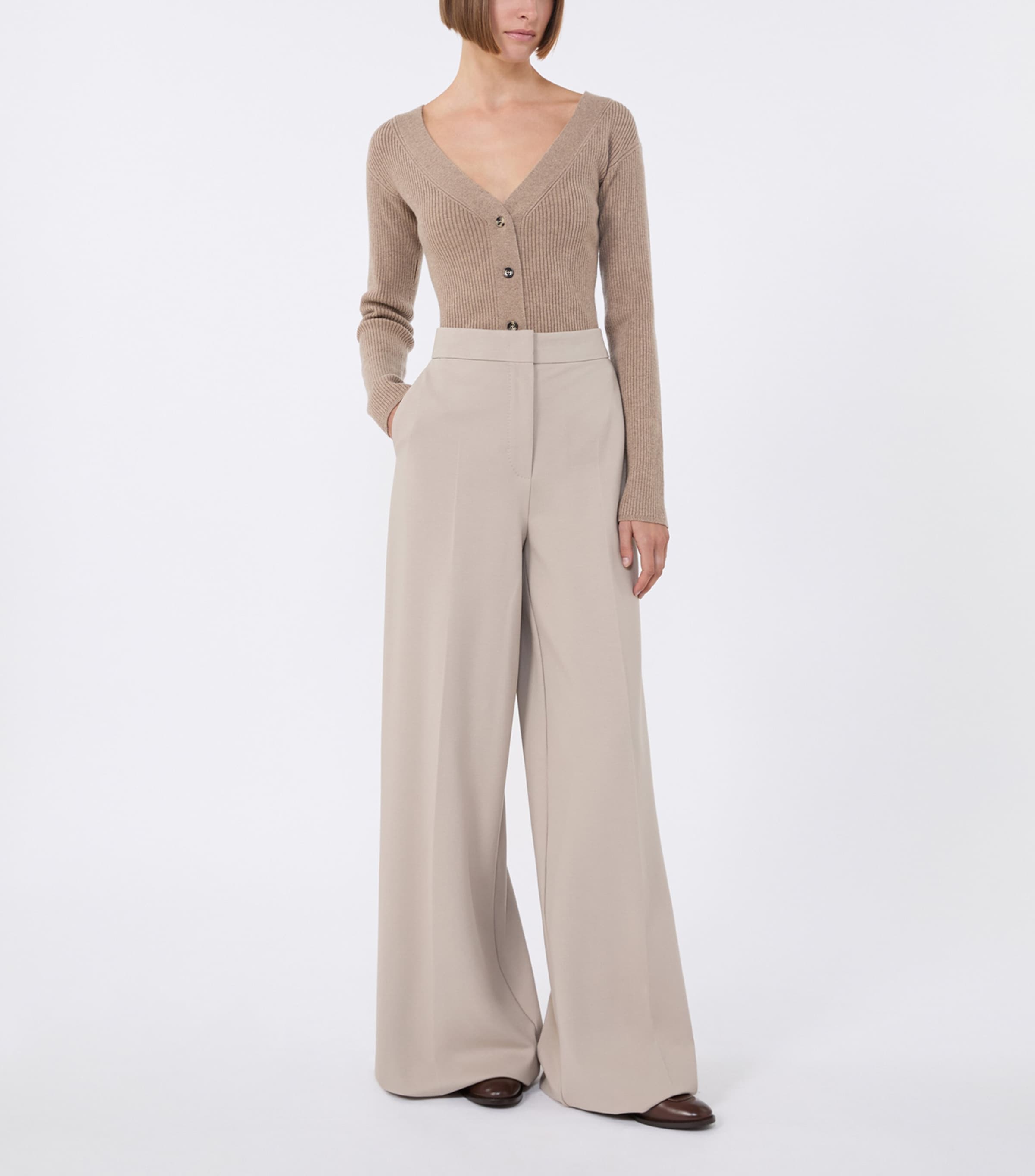 Wool-Blend Ribbed Cardigan SAND Image 2