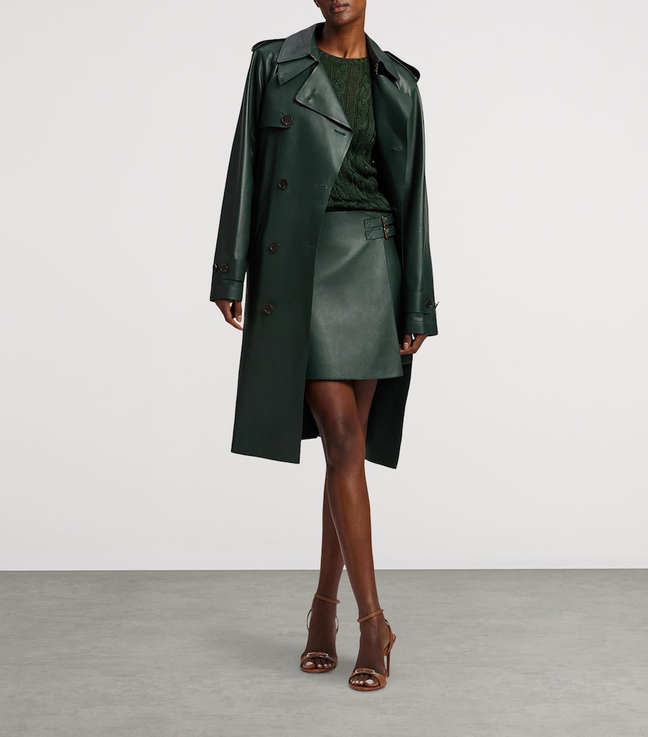 Leather Trench Coat DARK RACING GREEN Image 10