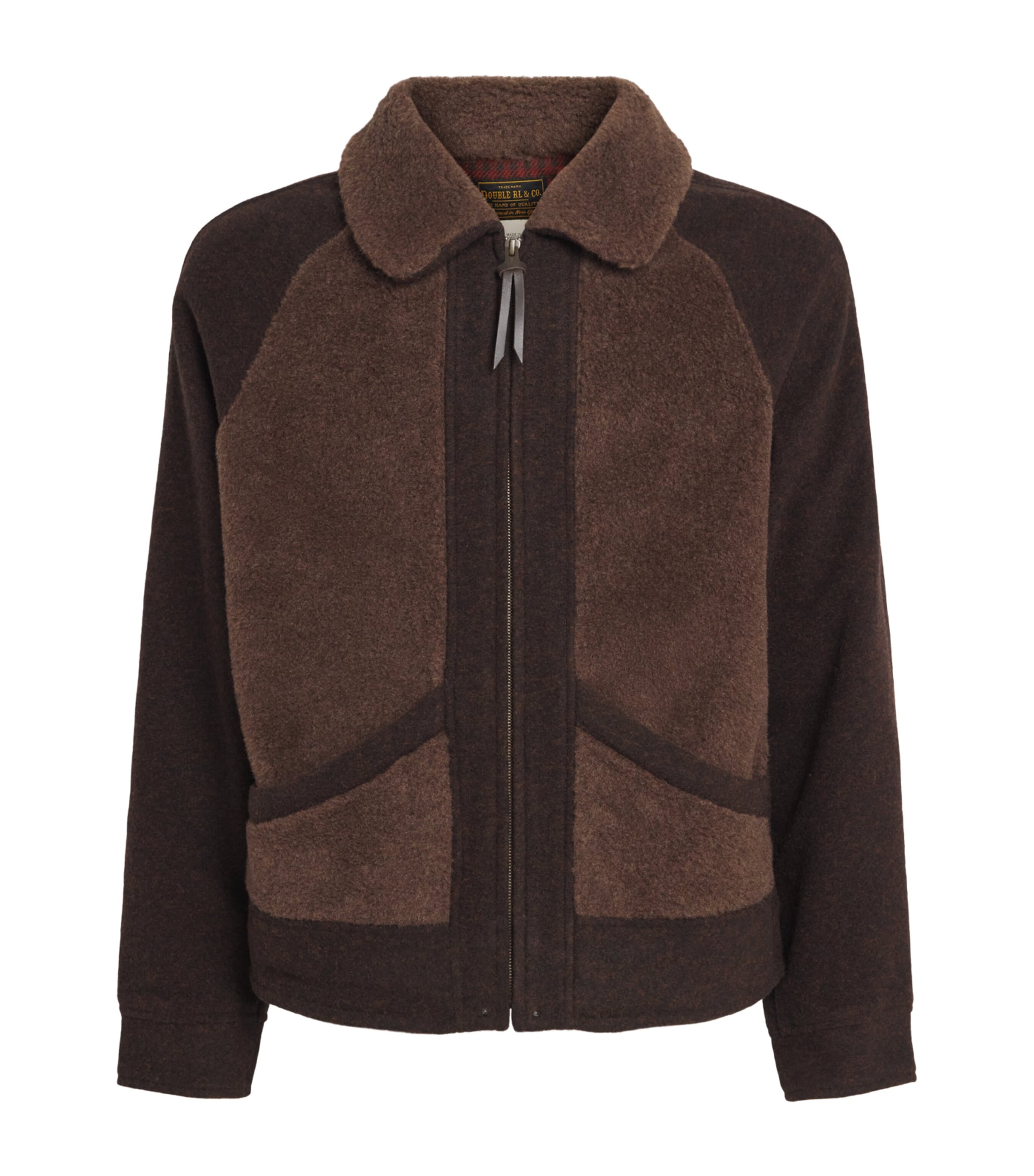 Double-Knit Fleece-Detail Jacket BROWN Image 1