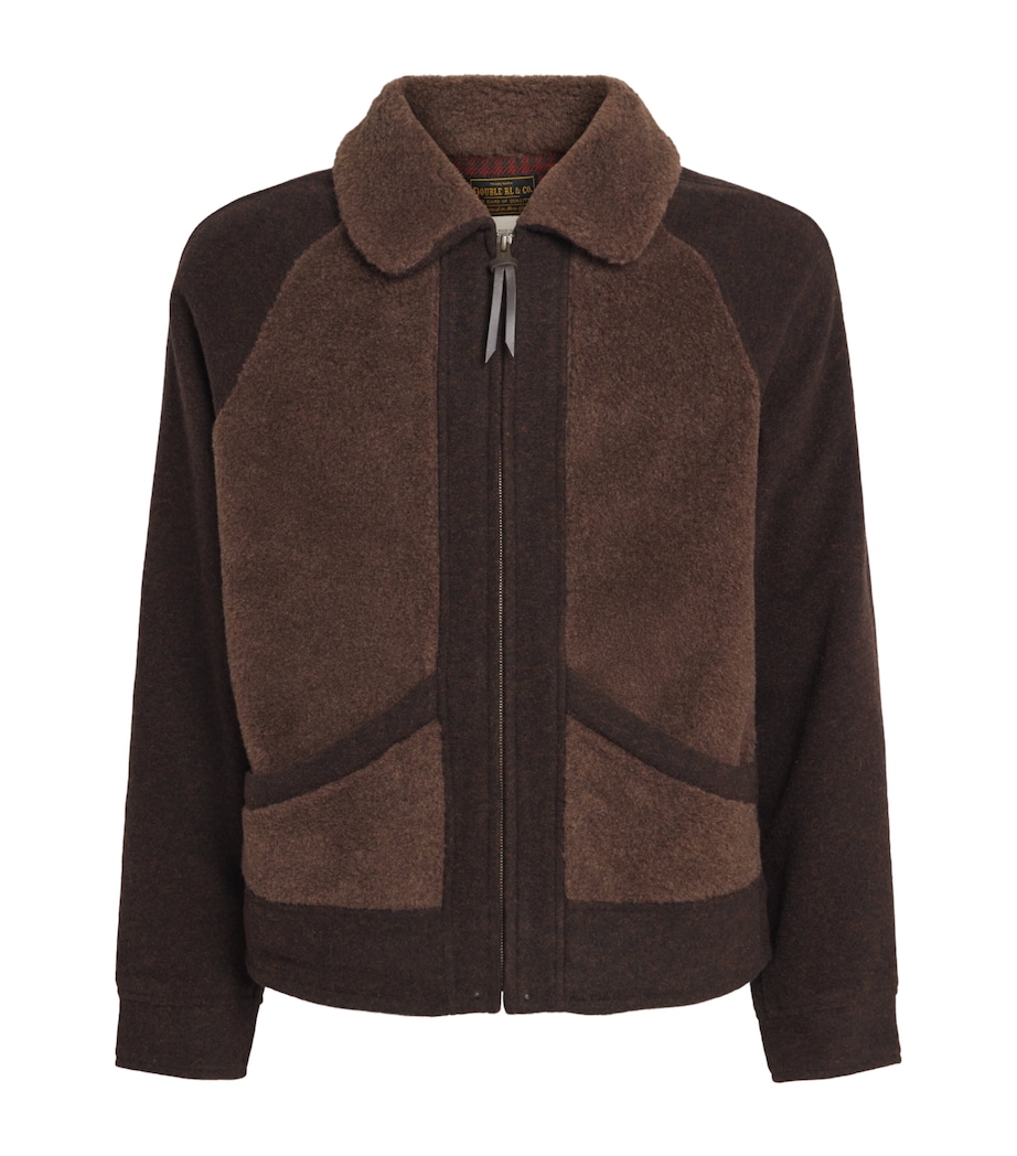Double-Knit Fleece-Detail Jacket BROWN Image 1