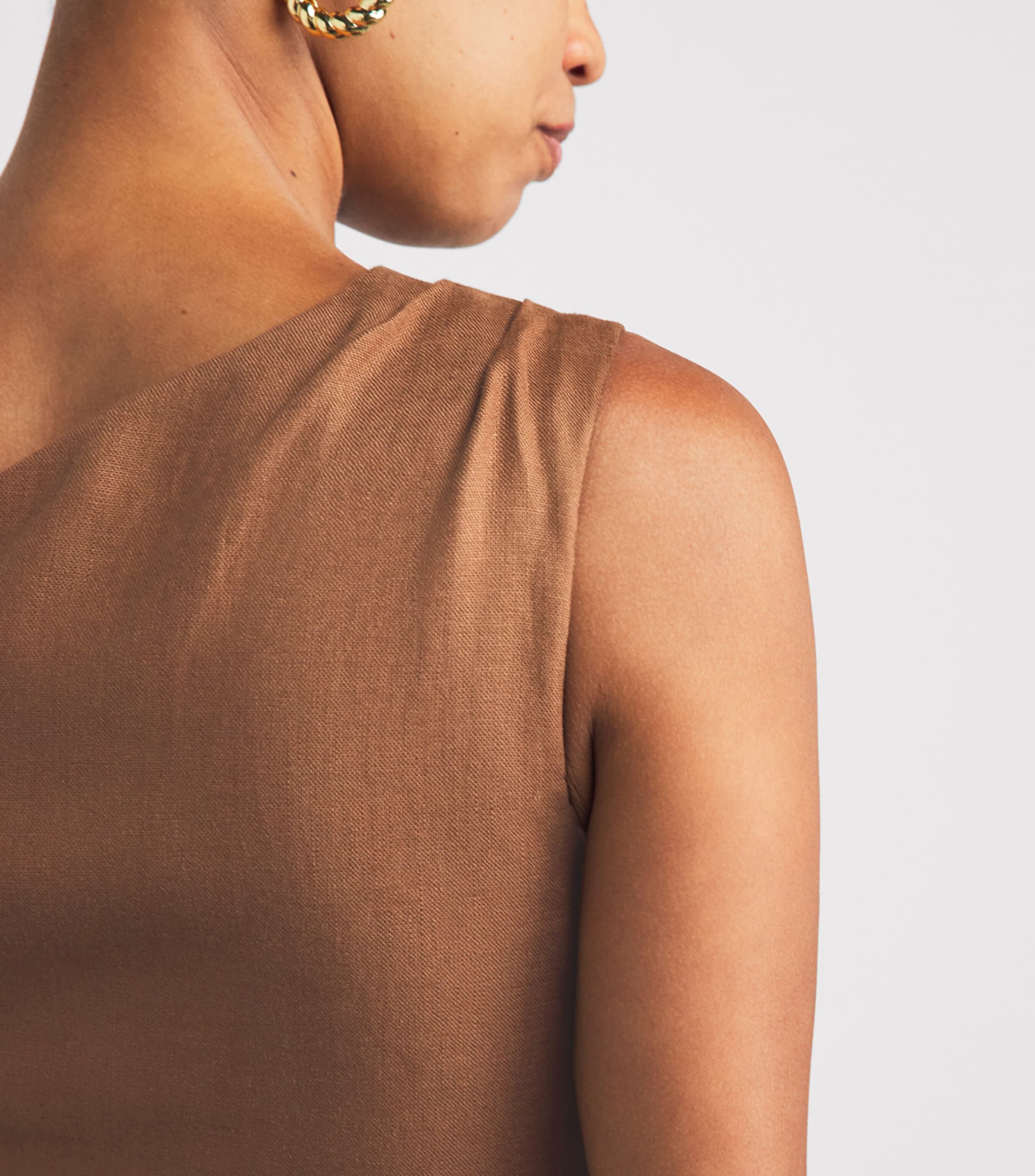 SIR. Womens Linen Tommy Mini Dress Chocolate Image 3