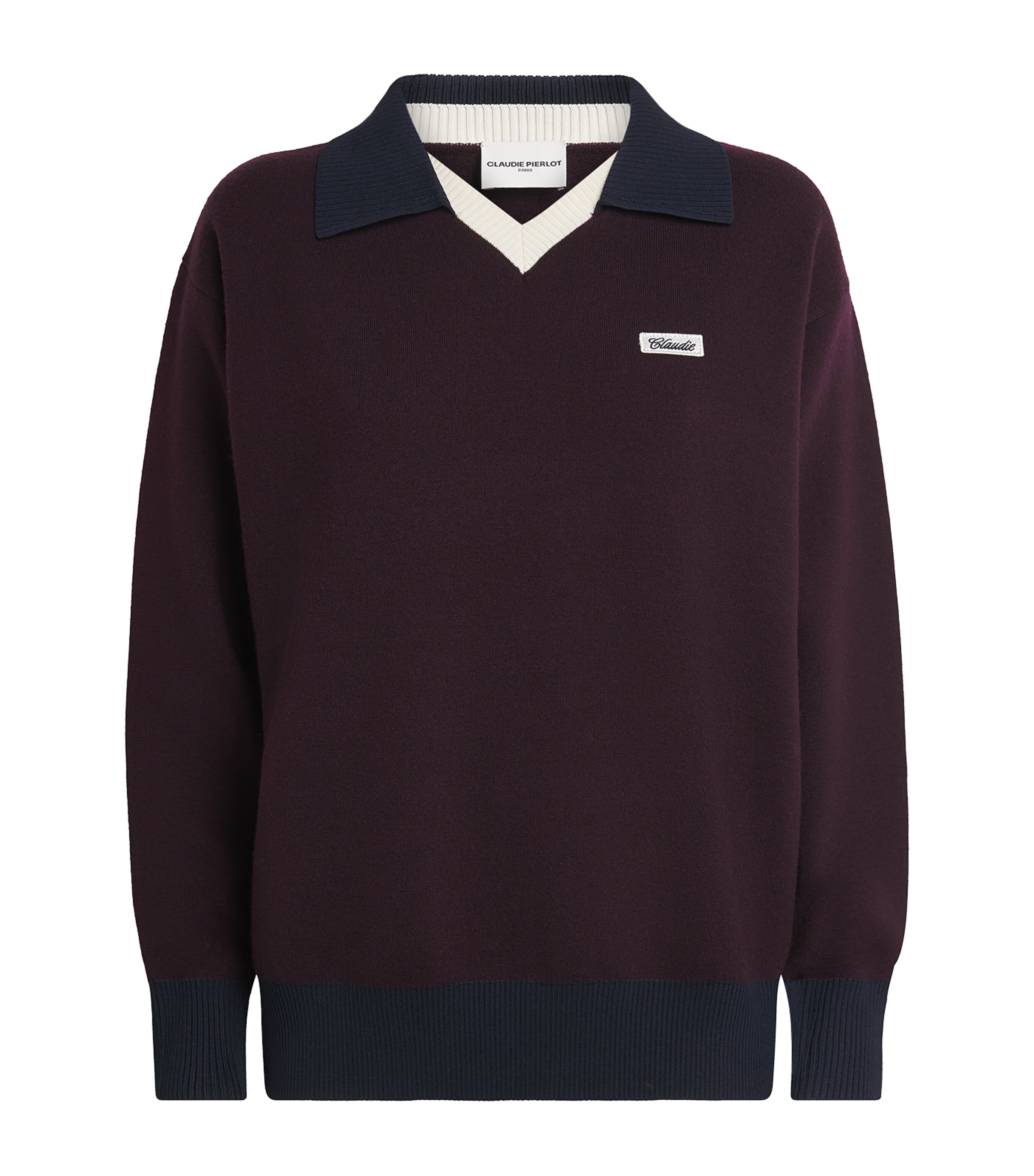 Claudie Pierlot Womens Wool-Blend Polo Sweater Multicolored Image 1