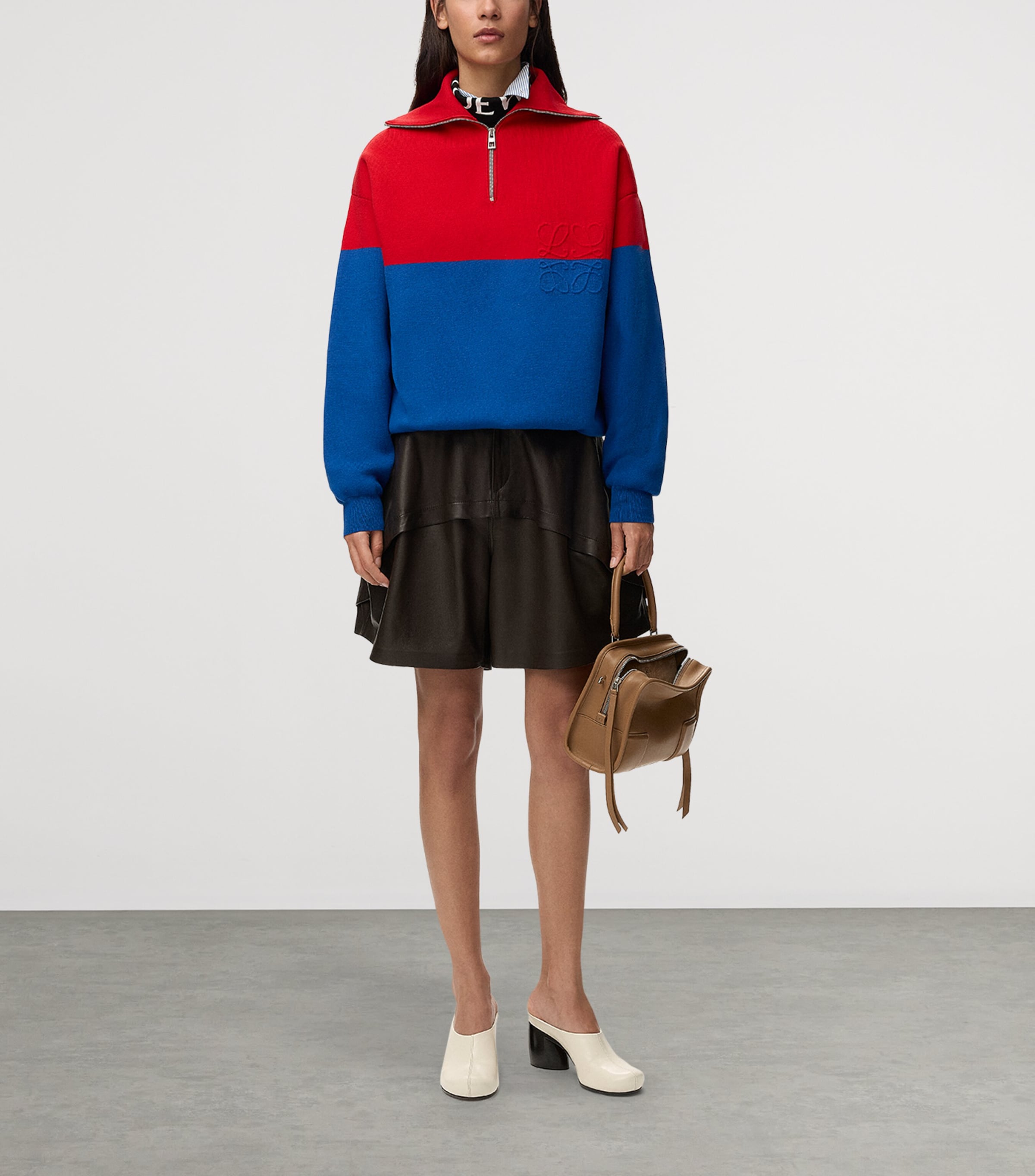 LOEWE Womens Cotton-Blend Quarter-Zip Sweatshirt Red/blue Image 2