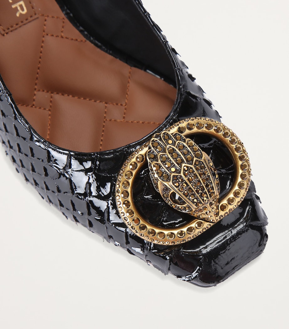 Snake-Effect Chelsea Slingback Pumps BLACK Image 4