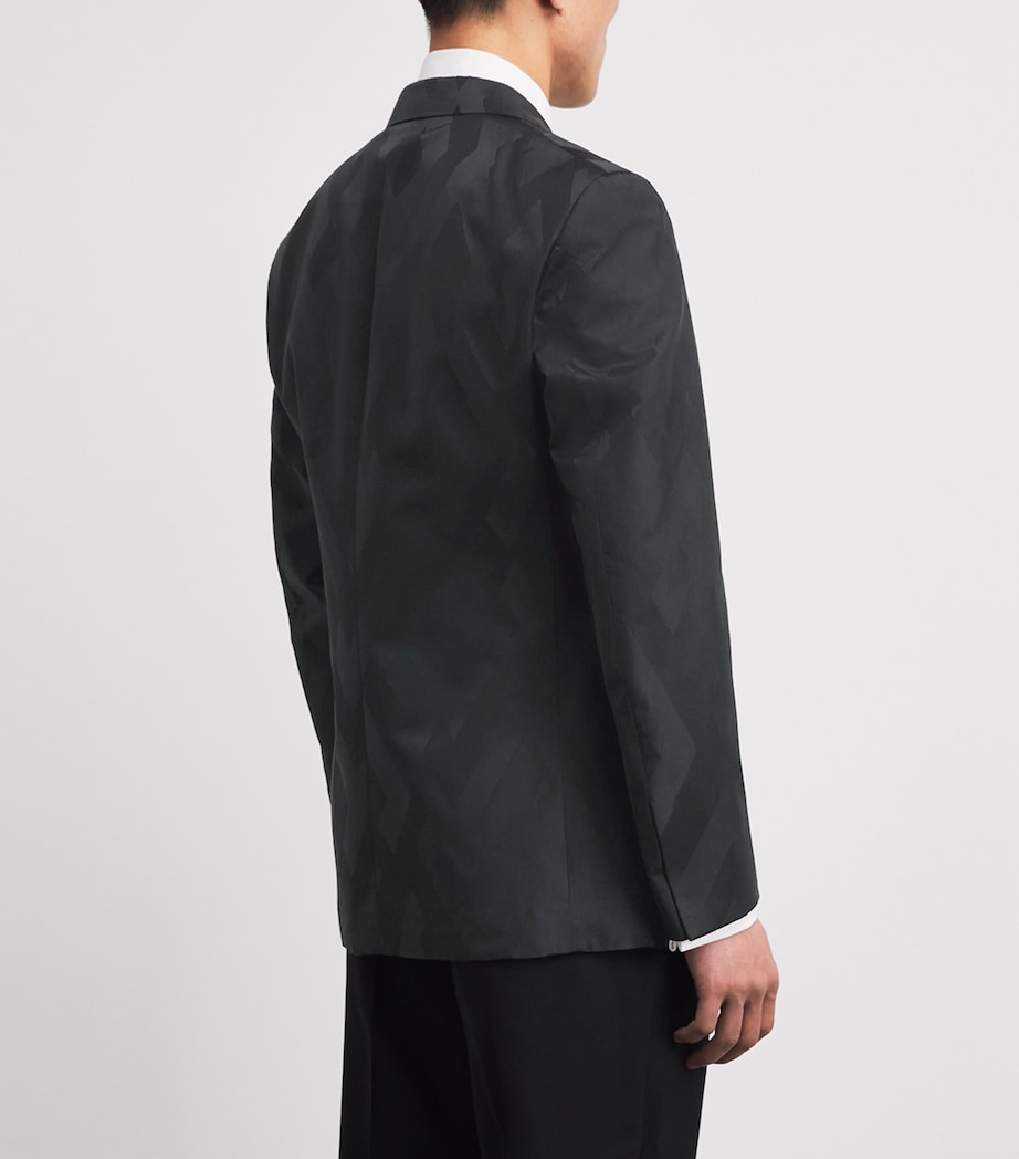 Ralph Lauren Purple Label Mens Cotton-Silk Double-Breasted Kent Tuxedo Jacket Black Tonal Image 5