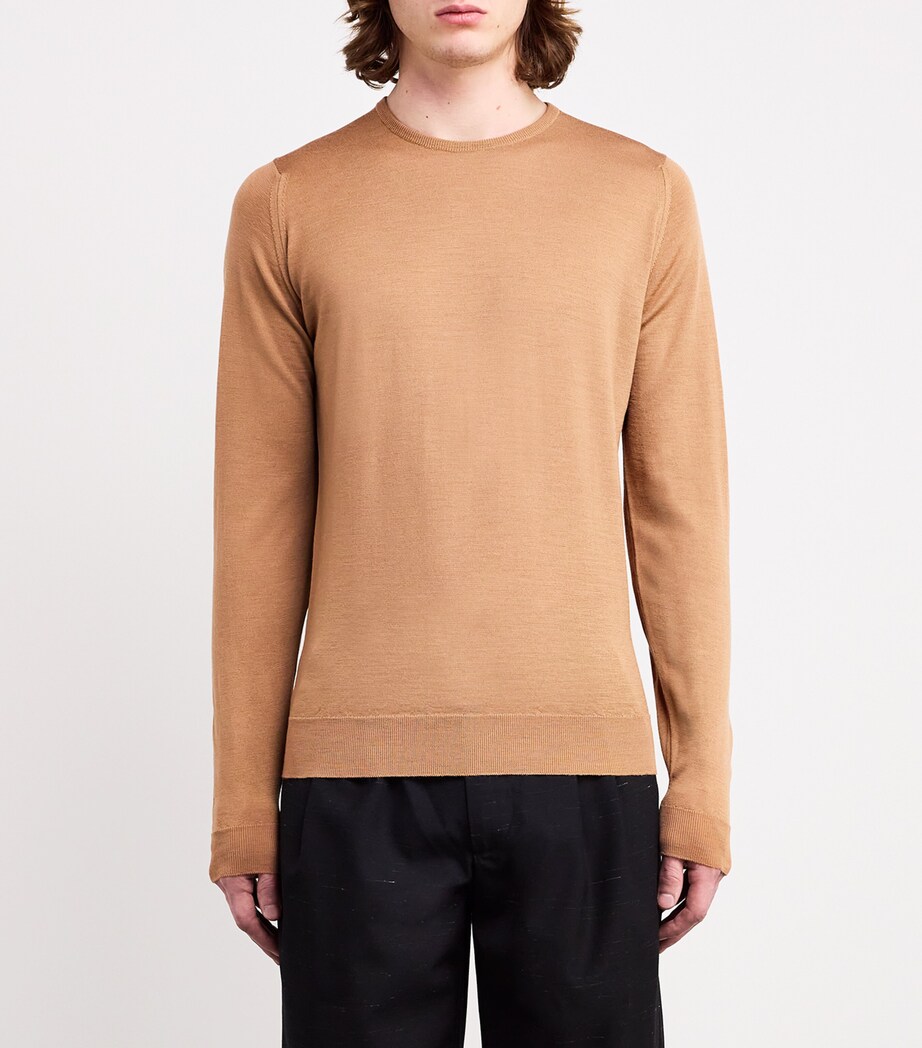 John Smedley Mens Merino Wool Lundy Sweater Nutmeg Image 3