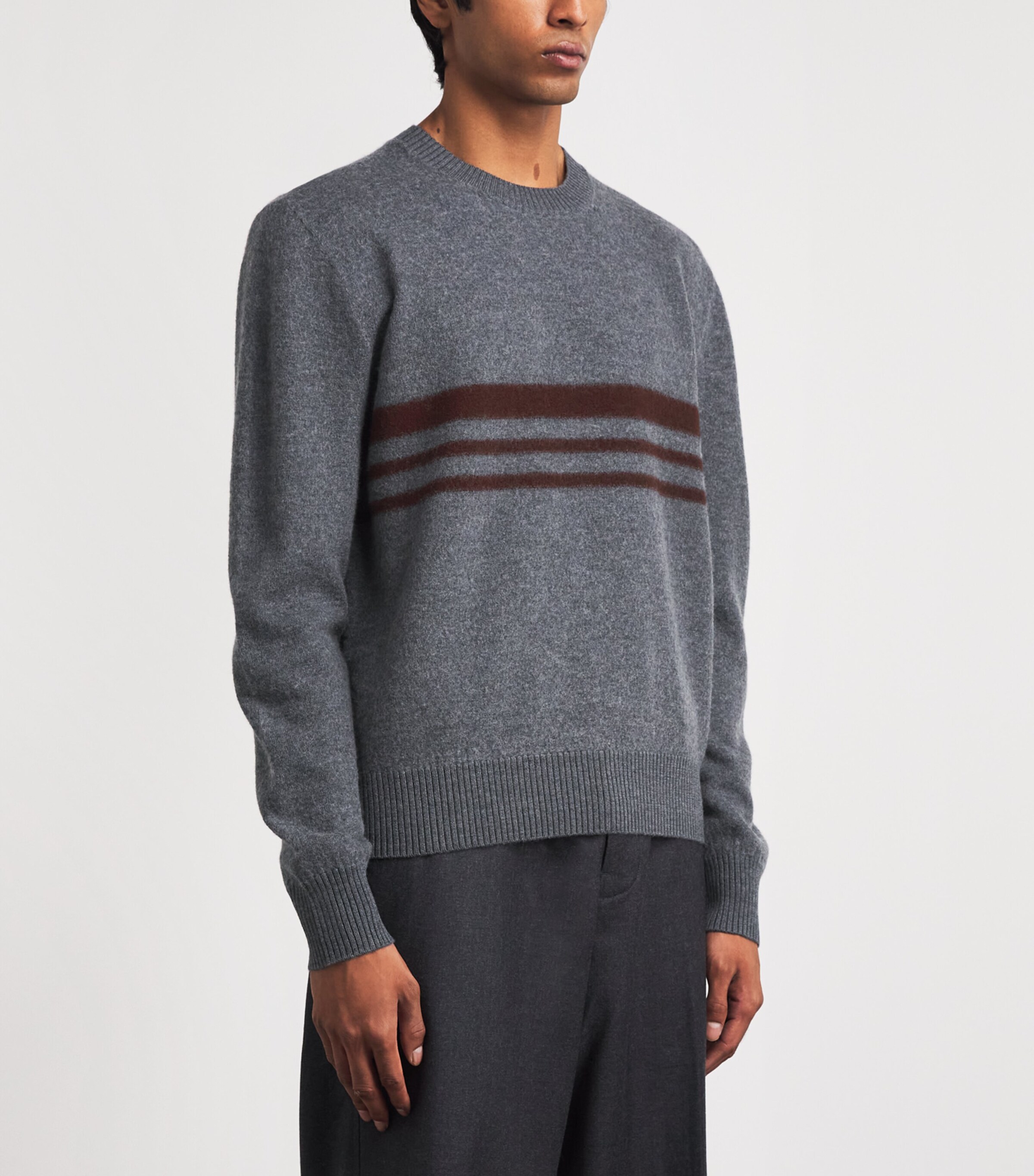 Craig Green Mens Wool Felt Stripe Sweater Grey/ Brown Image 4