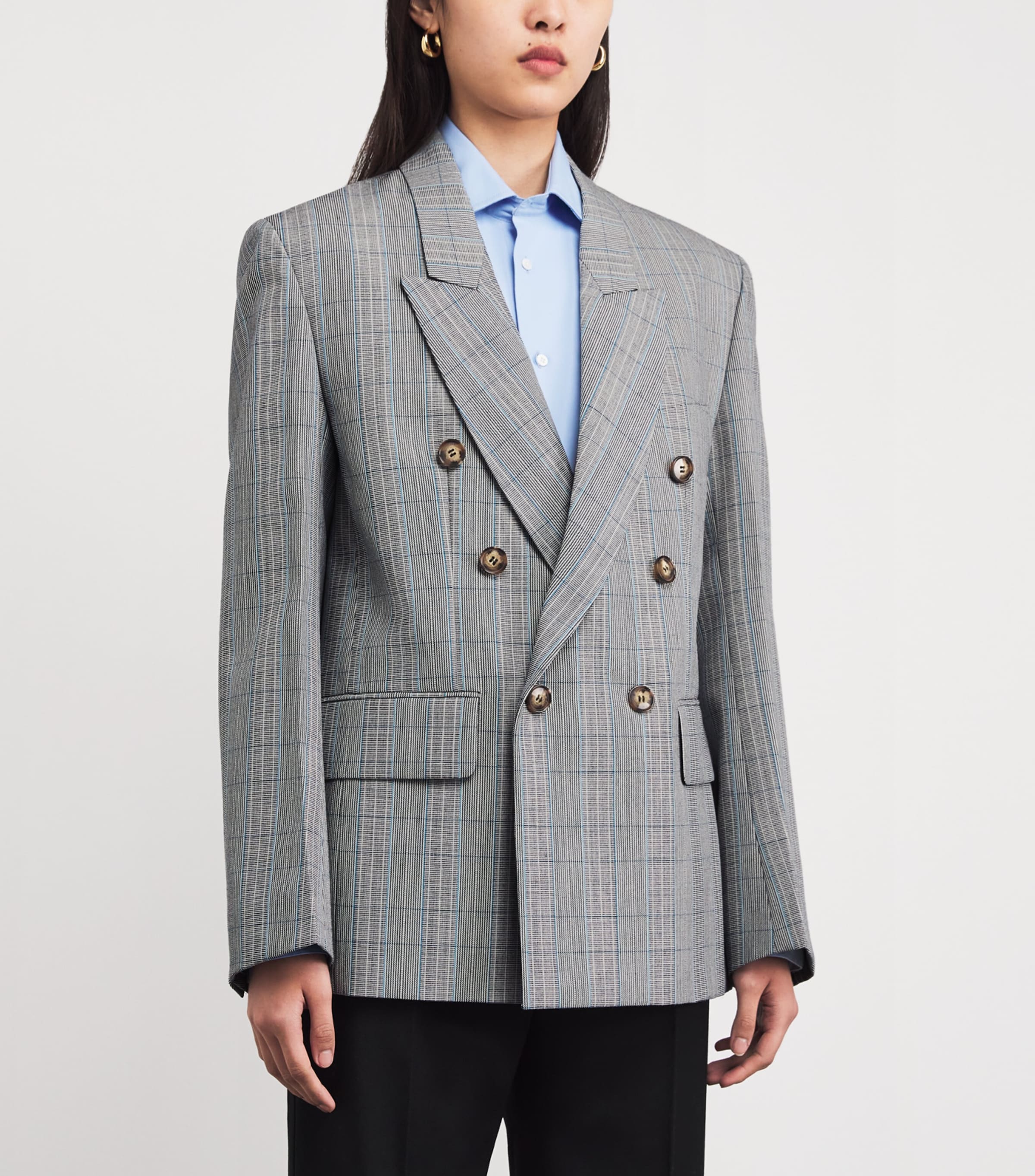 Virgin Wool Check Blazer 9640 BLUE/GREY MULTI Image 3