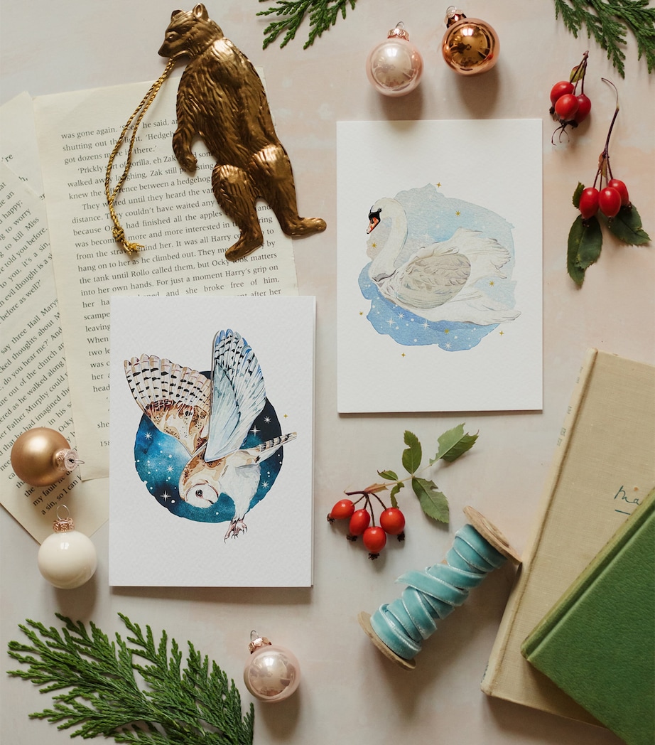 3D Owl and Swan Greeting Cards (Box of 6) MULTICOLOURED Image 2