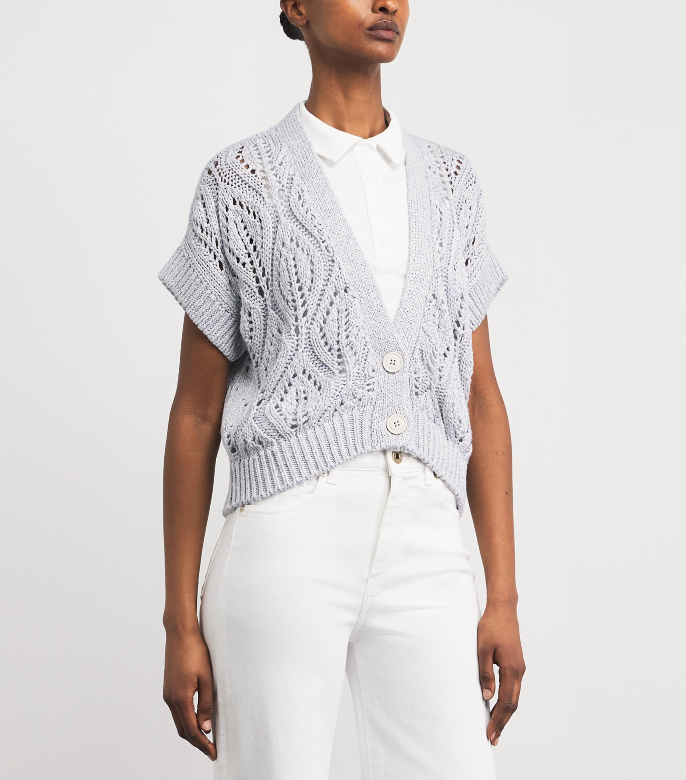 Eleventy Womens Openwork Knit Cardigan Nuvola Image 4