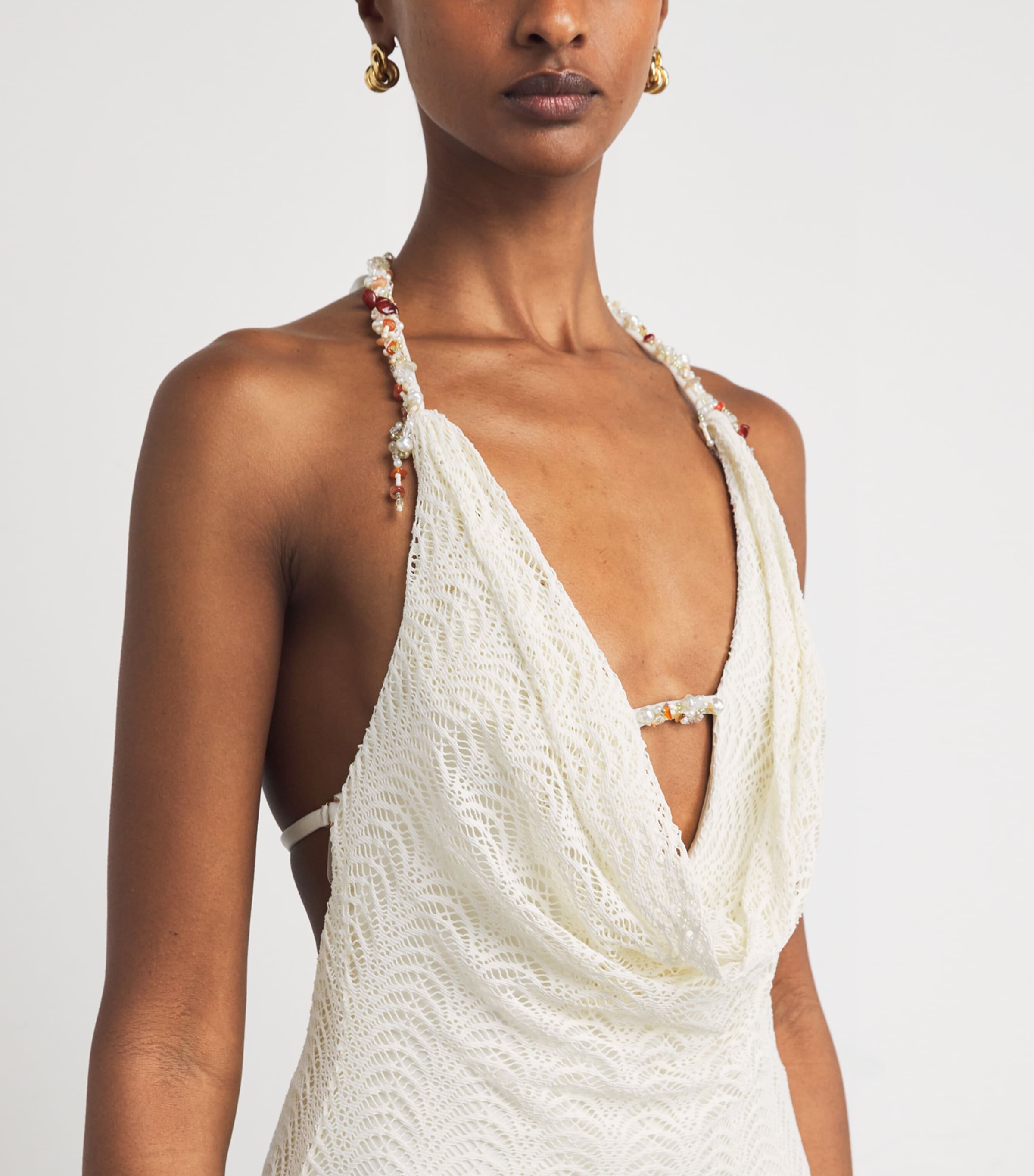 Wave Mesh Midi Dress OFF WHITE Image 6
