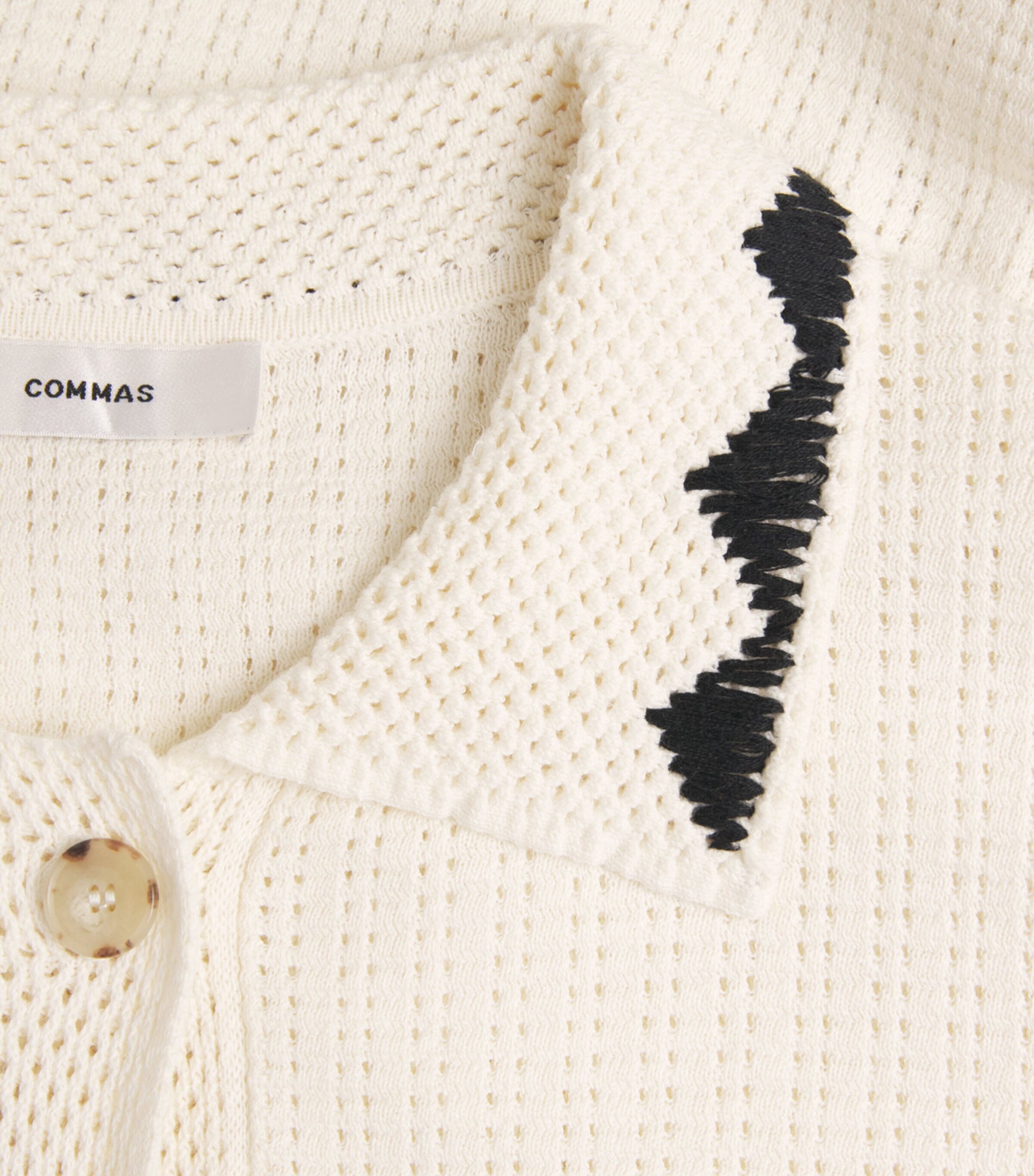 COMMAS Mens Cotton-Hemp Crochet Embroidered Shirt White Image 6