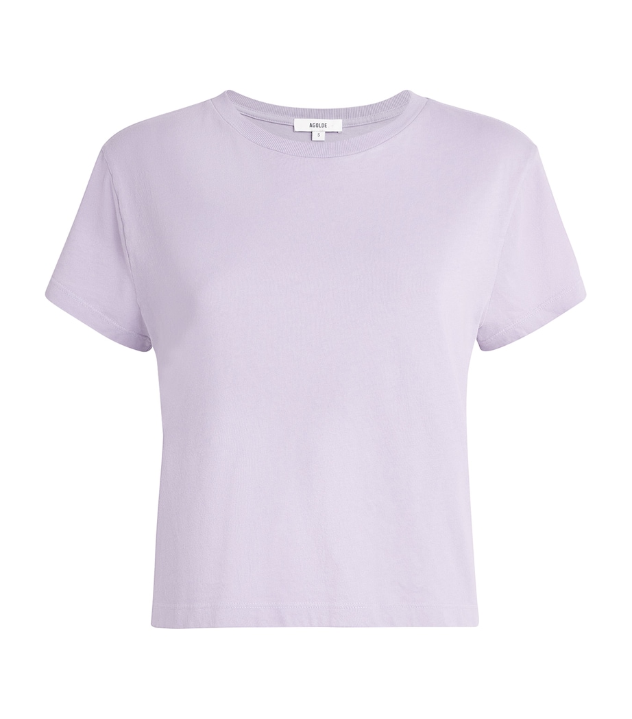 AGOLDE Womens Organic Cotton Adine Shrunken T-Shirt Lilac Image 1