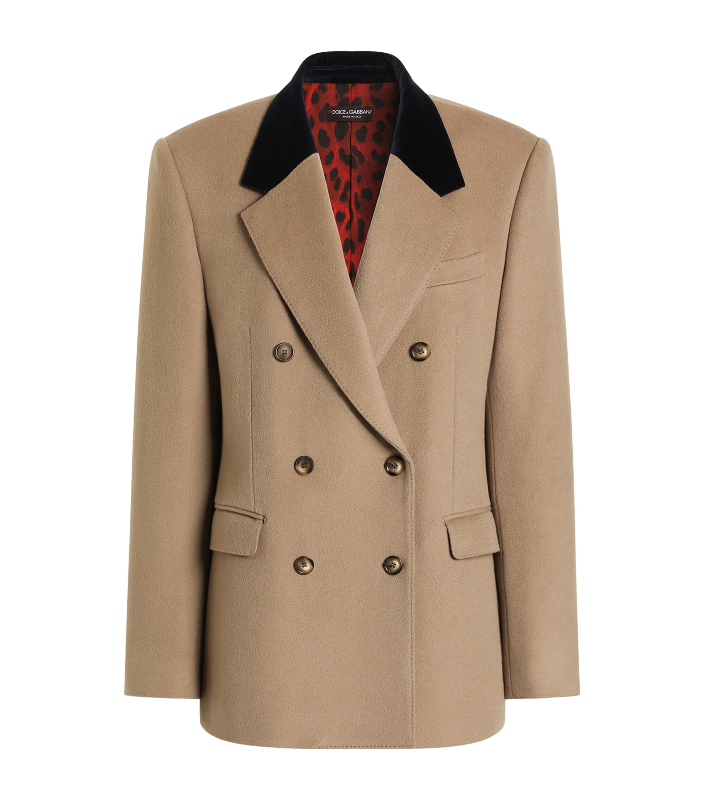 Dolce&Gabbana Womens Cashmere Double-Breasted Blazer Beige Image 1